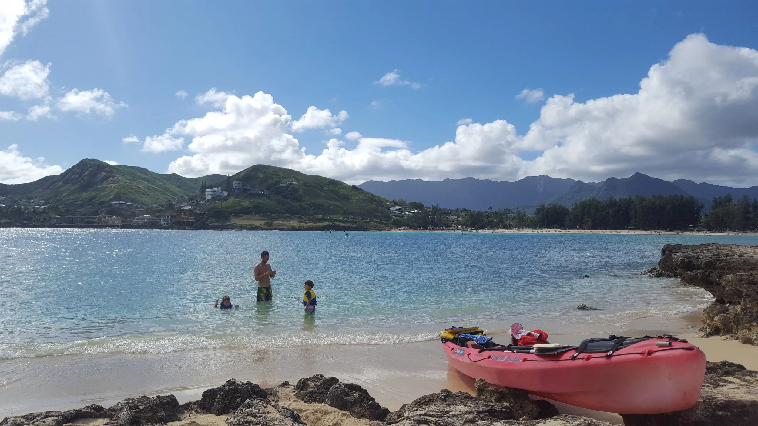 Heading out for a swim (you can see Kailua beach in the distance. This is where we started).