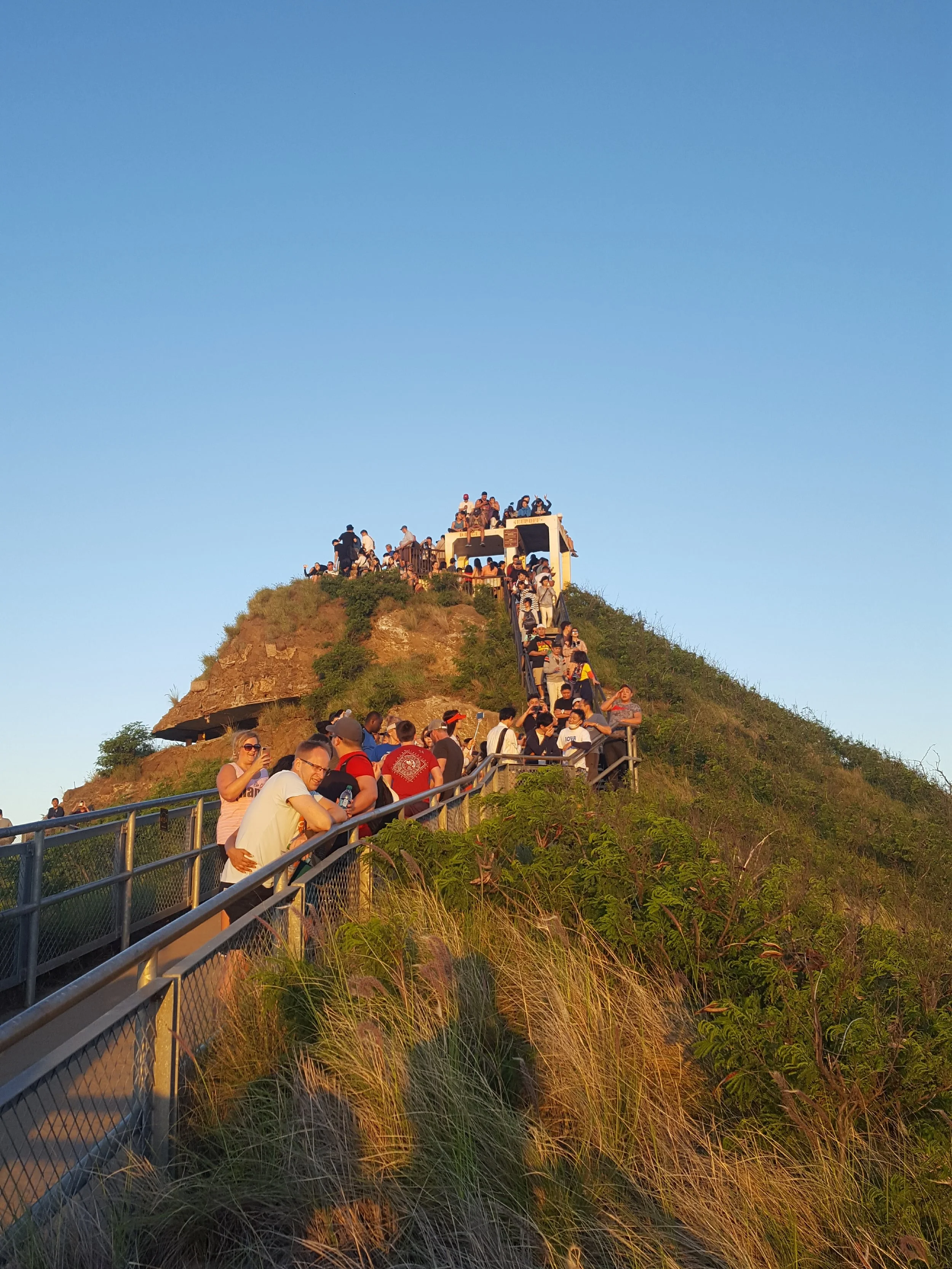 Lining up to watch the sun rise. 