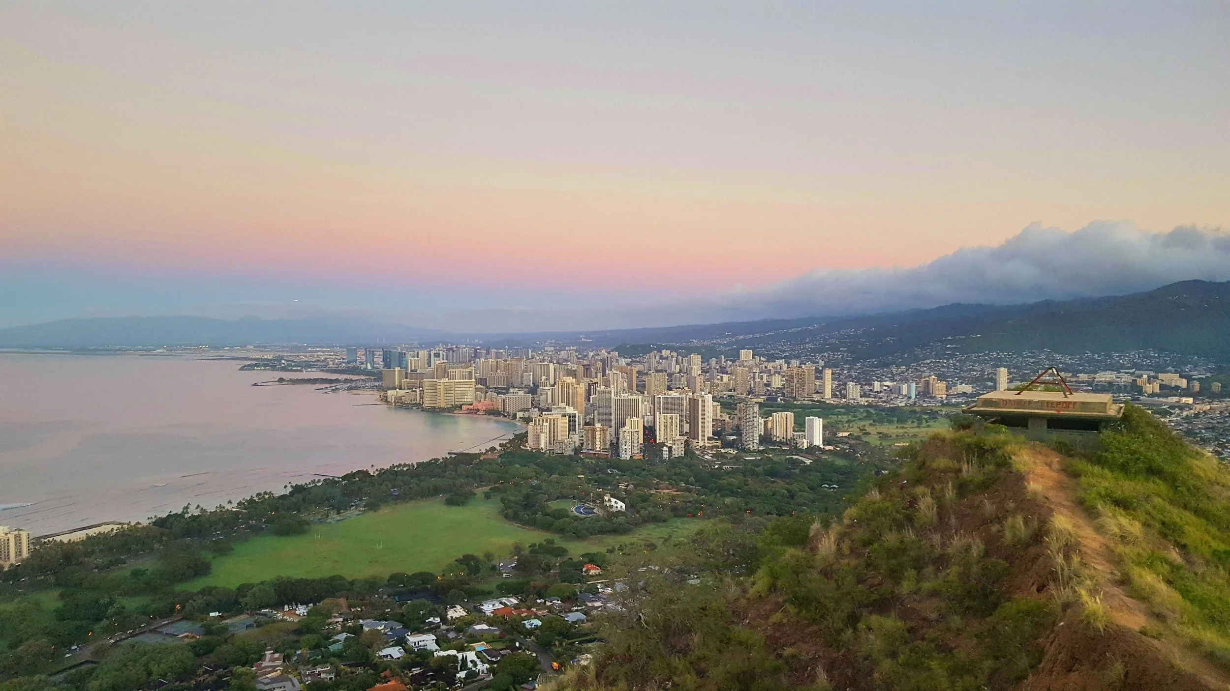 Overlooking Honolulu and Waikiki Beach.