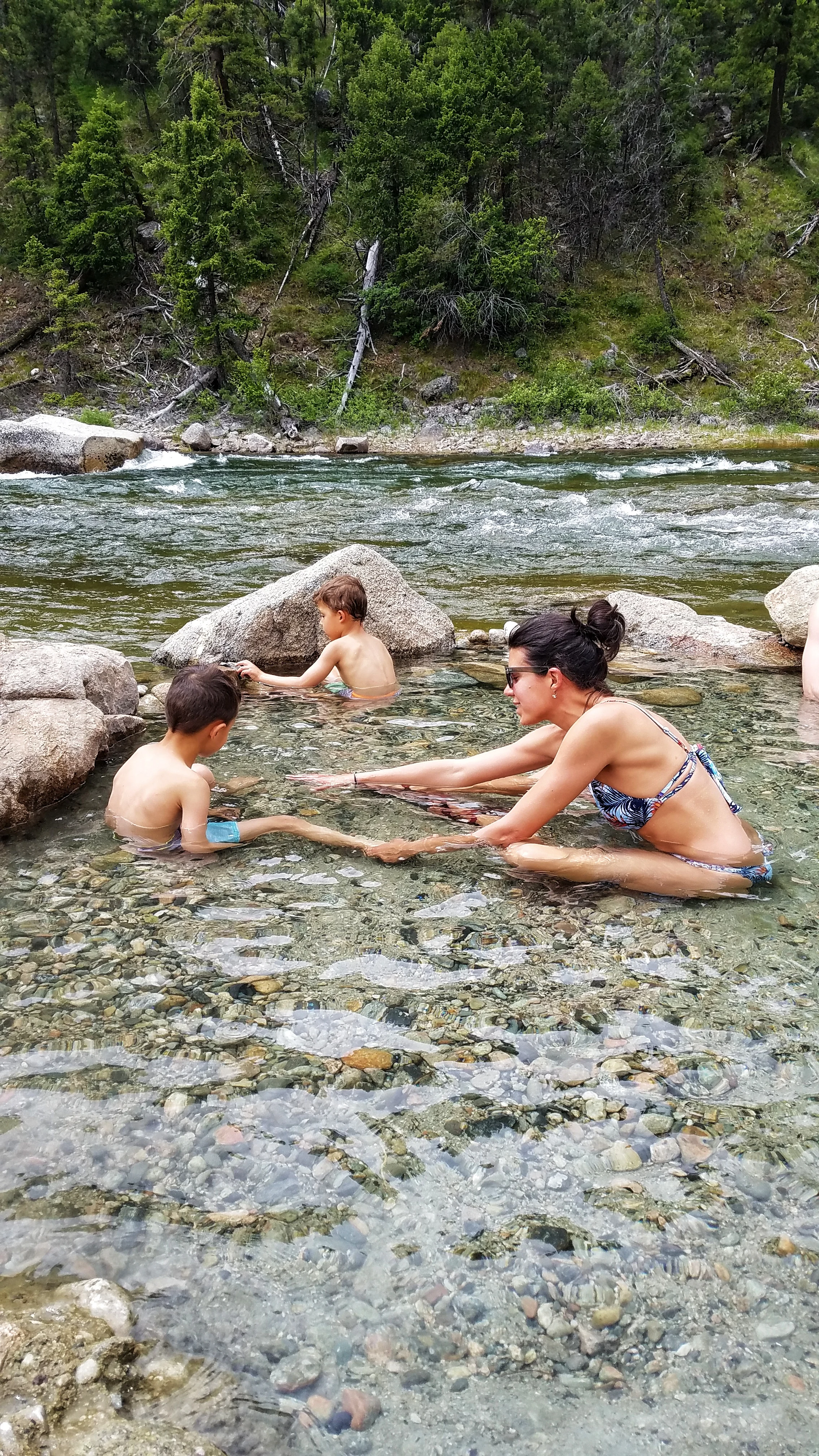 Picking rocks and finding cool spots (some pockets were SO hot!), Sunbeam Hot Springs, Idaho