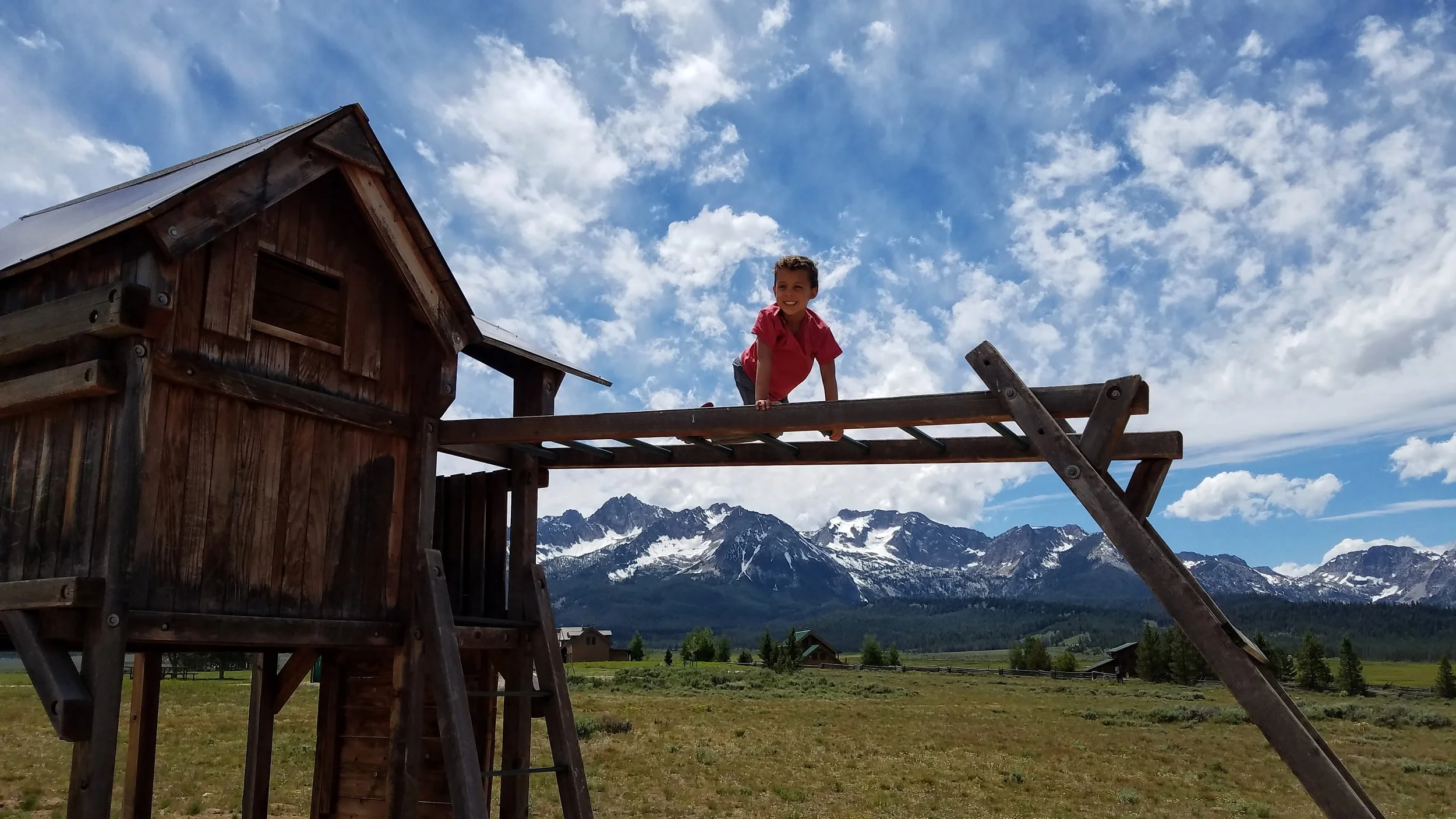 Messing around at the playground, Stanley, Idaho