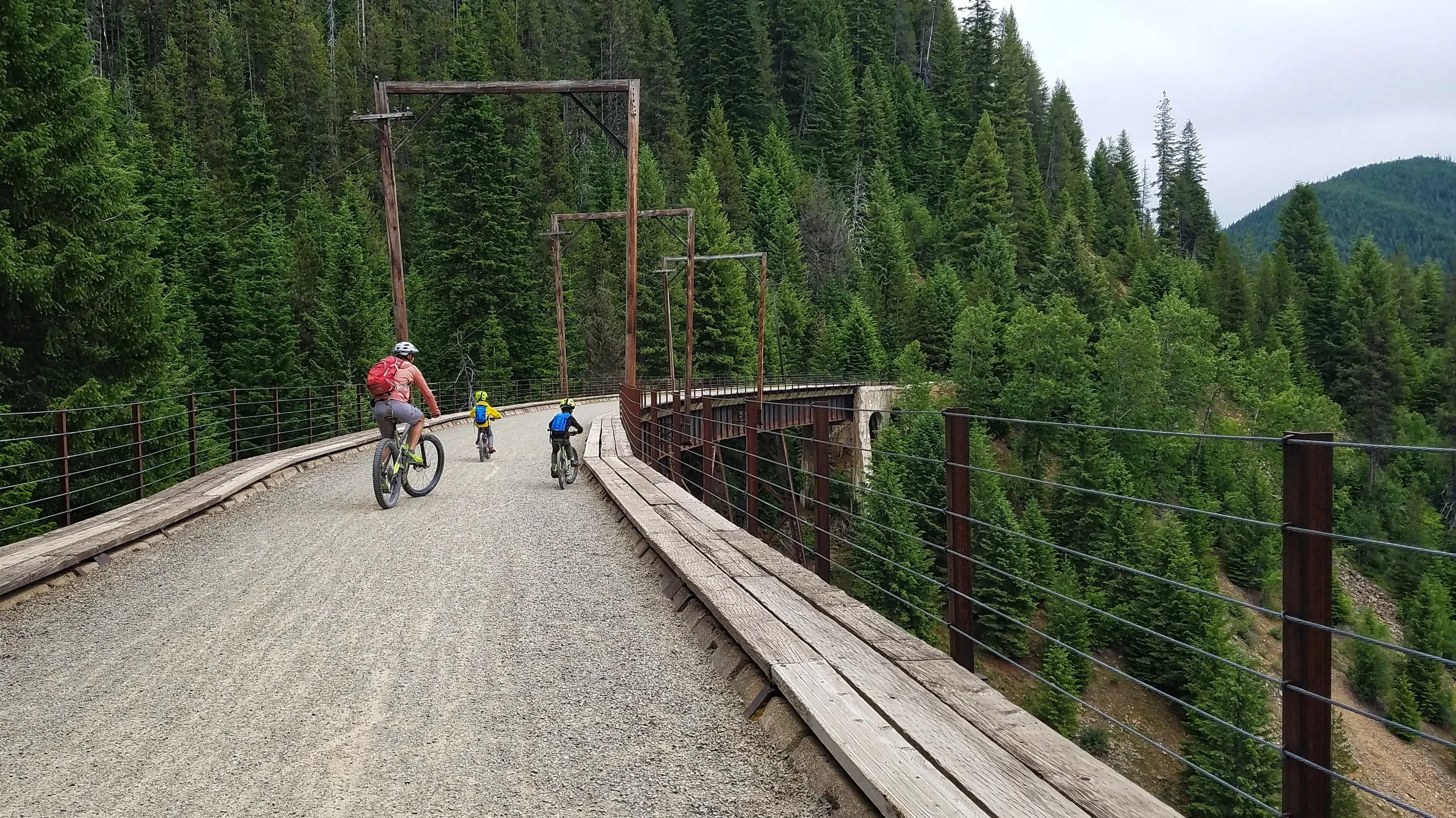 Cruising over one of the trestles, Hiawatha Trail