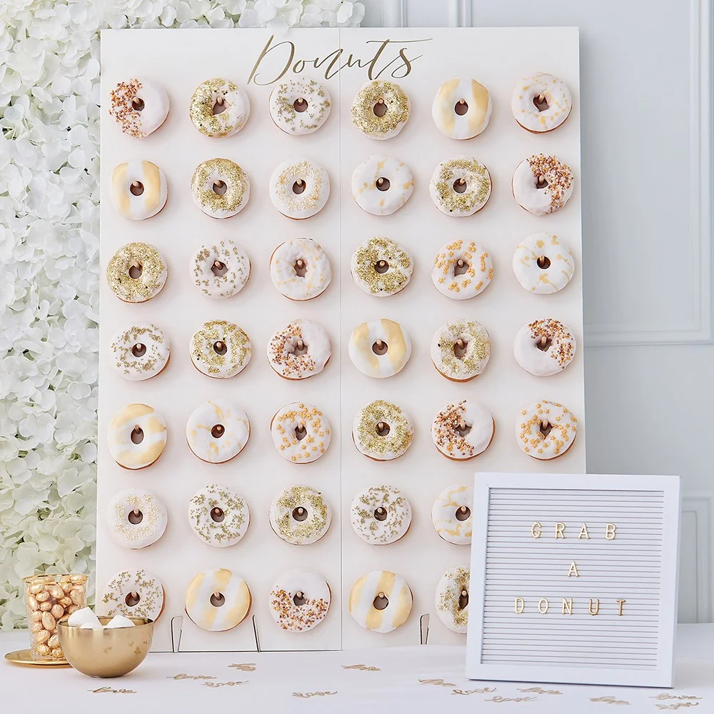 Large Donut Wall Display - White &amp; Gold