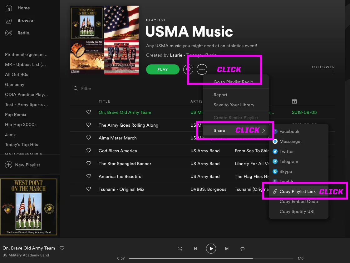 HOW TO CREATE A SPOTIFY PLAYLIST LINK