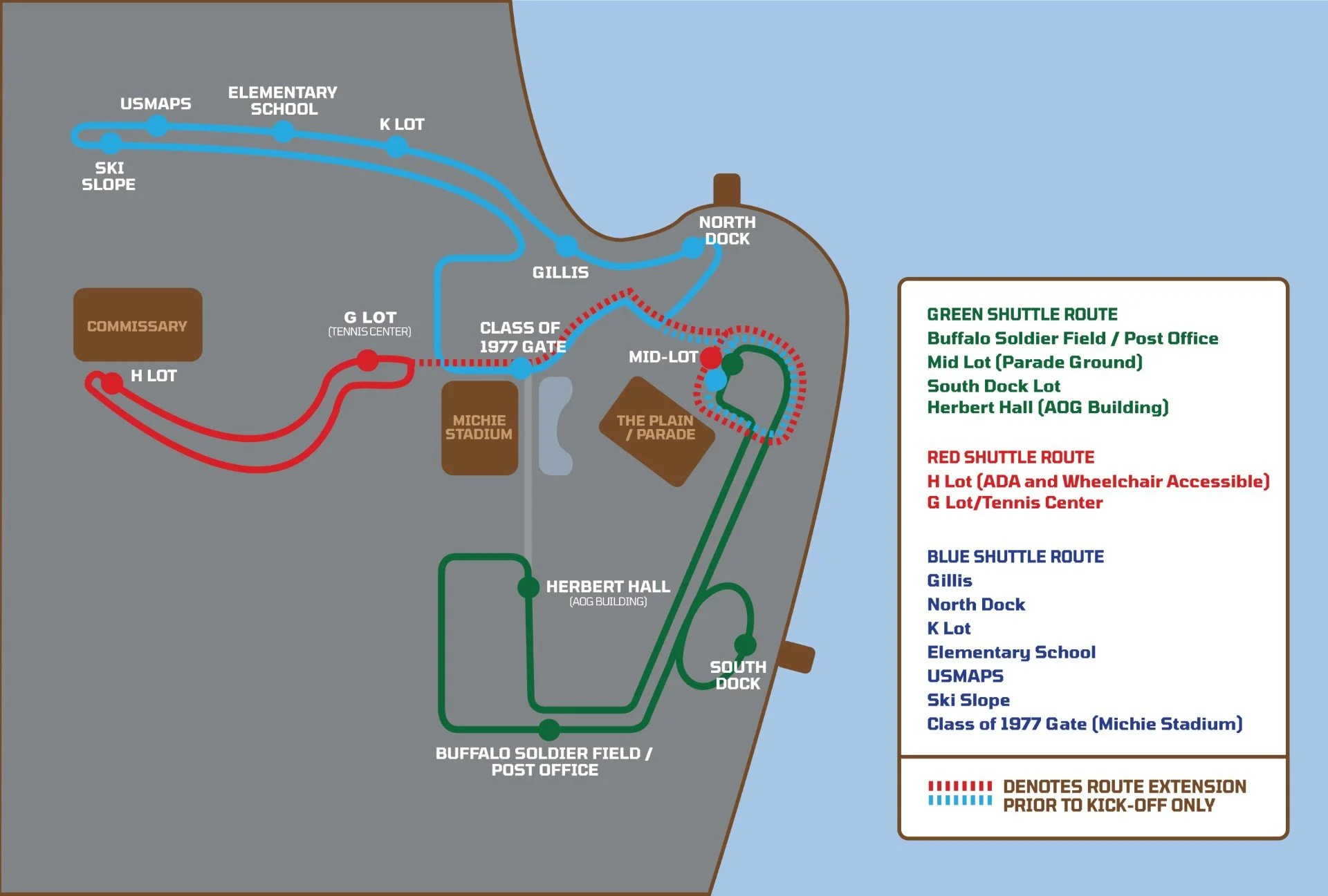 2026 Army Football Shuttle Map