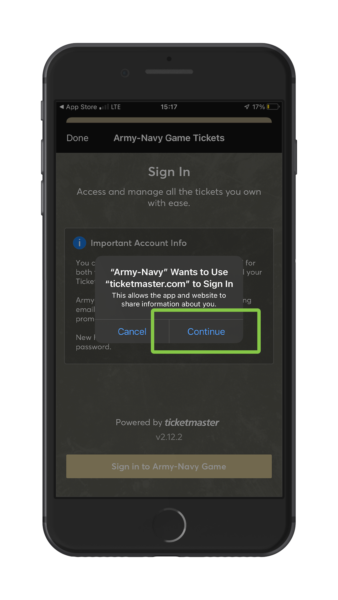 Mobile Tickets ArmyNavy Game — Army Gameday