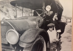 My grandmother Ione Wooster and her brother Edward taking a break along Route 66