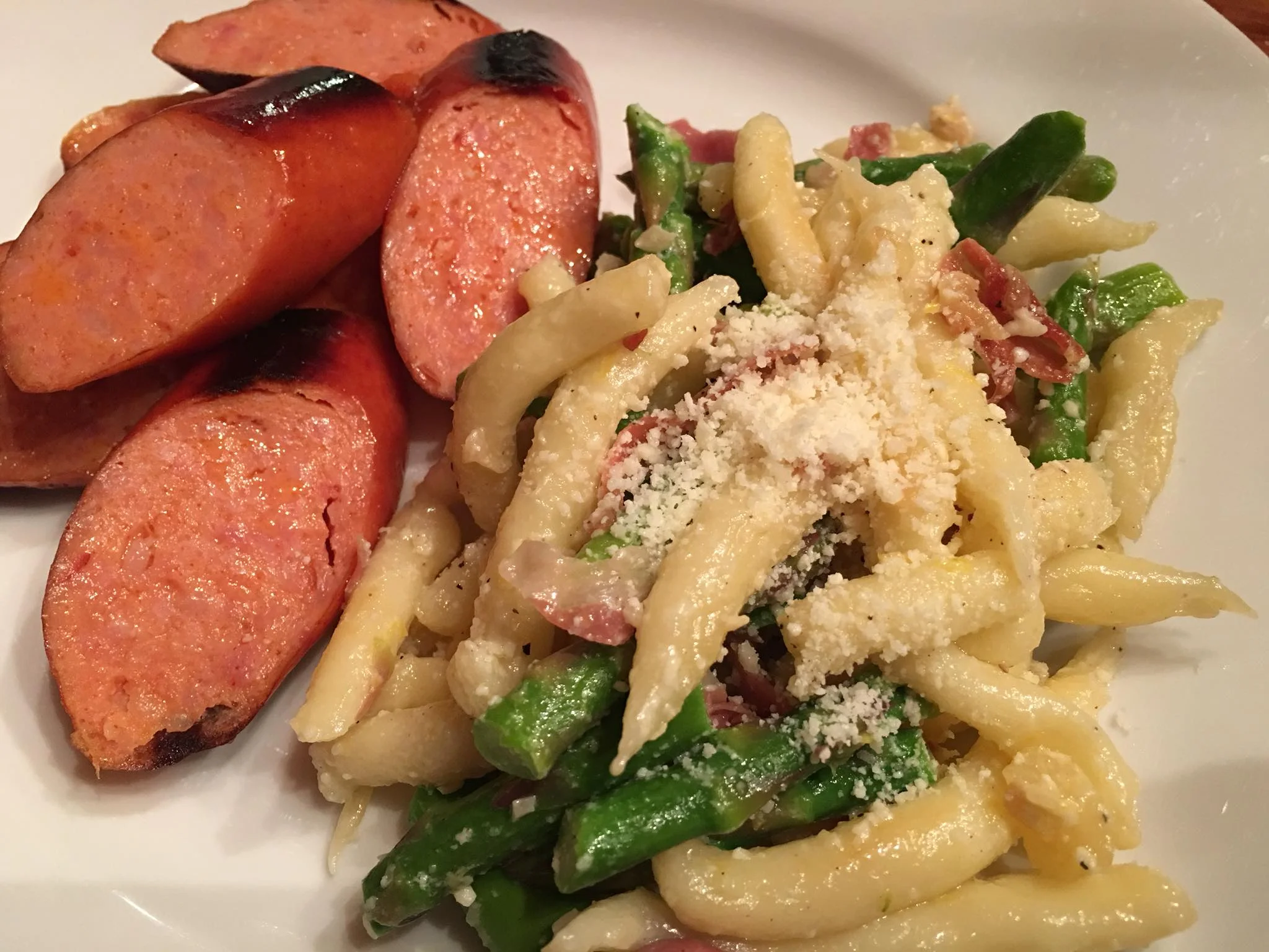 Spätzle with Lemon, Asparagus and frizzled Prosciutto