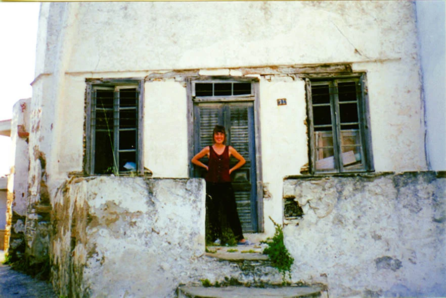 Theocharopoulou in front of her home in Sifnos prior to renovations. Courtesy of the author.