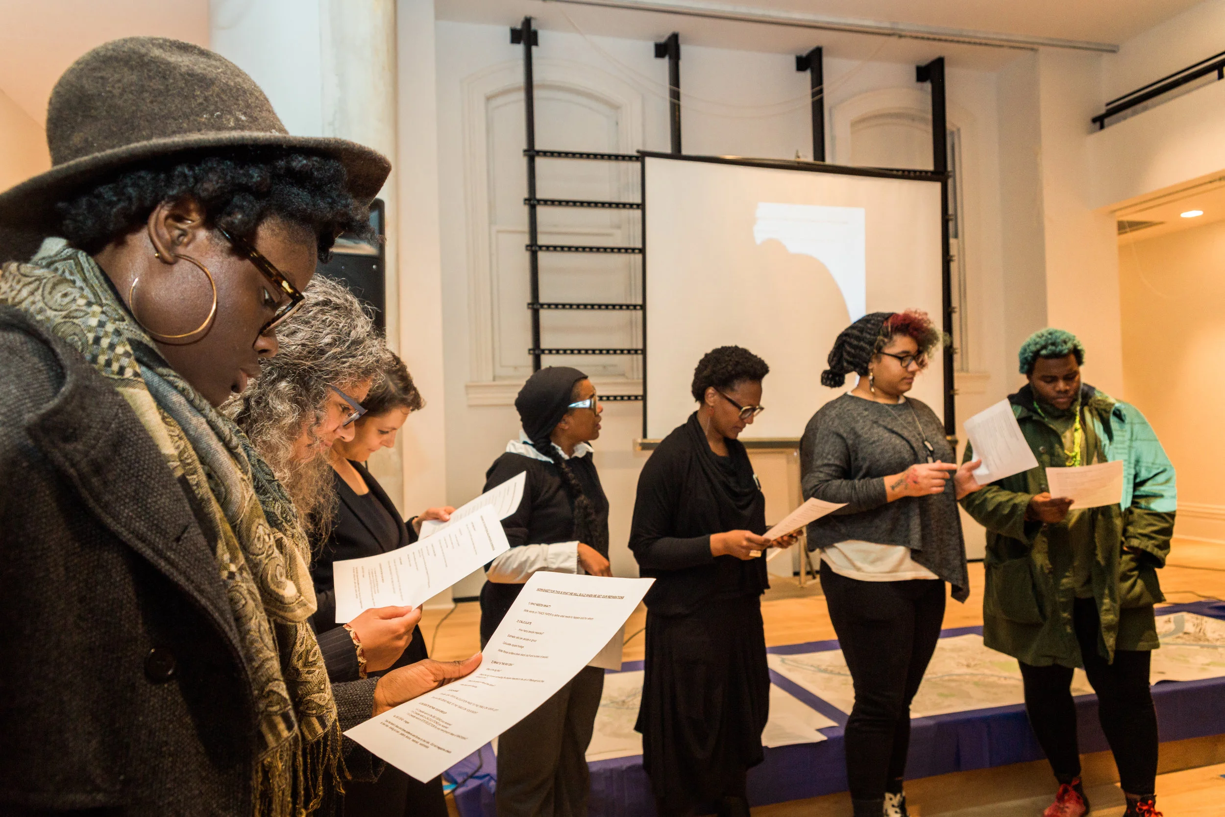 Participants in the “Reparations” charrette at Pittsburgh’s City of Asylum, 2016. Photo by Heather Kresge.