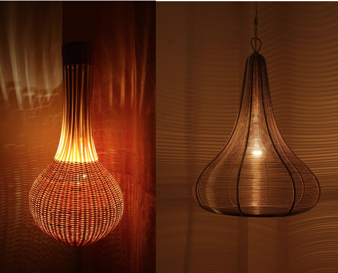 Bamboo and metal wire lamps by Siddhartha Das. Courtesy of Siddhartha Das.