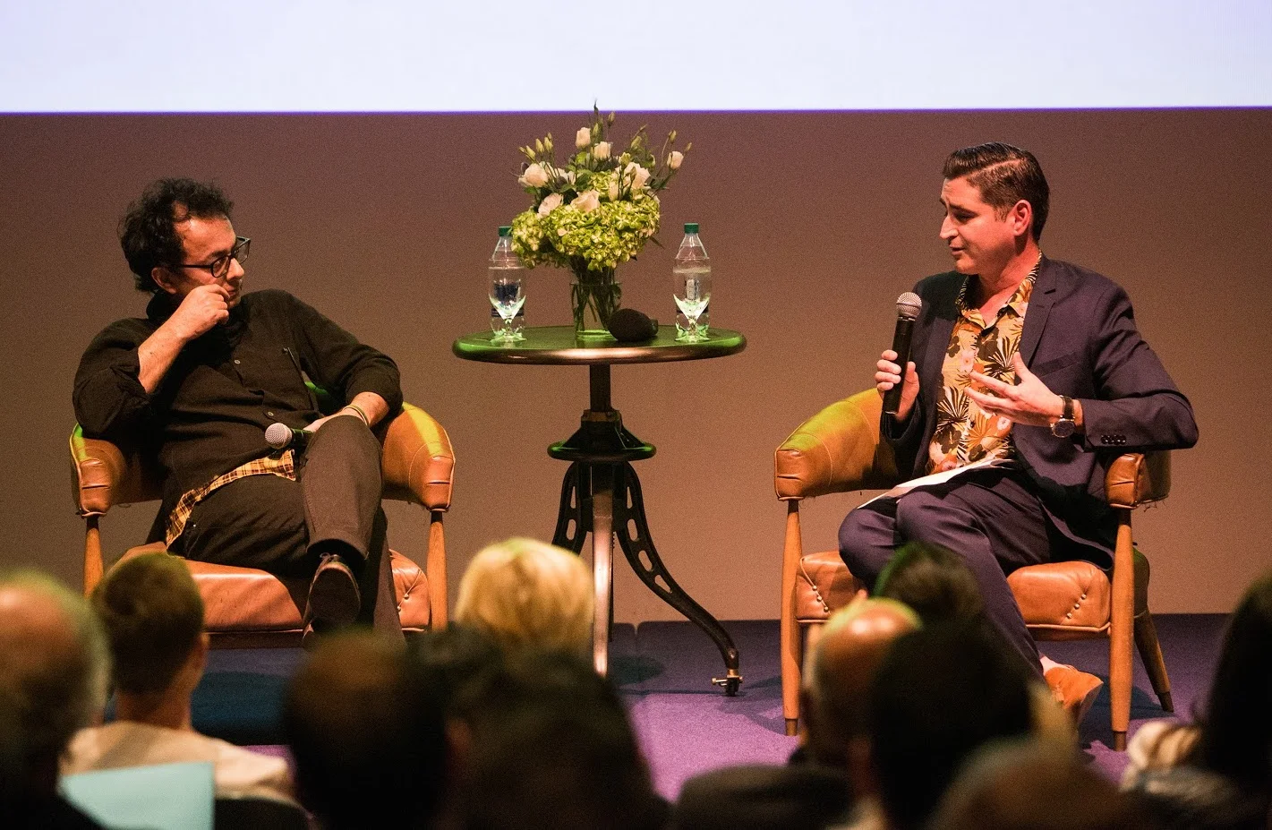 Artist Lecture with Farhad Moshiri (left) and José Carlos Diaz (right). Photo by Sean Carroll.