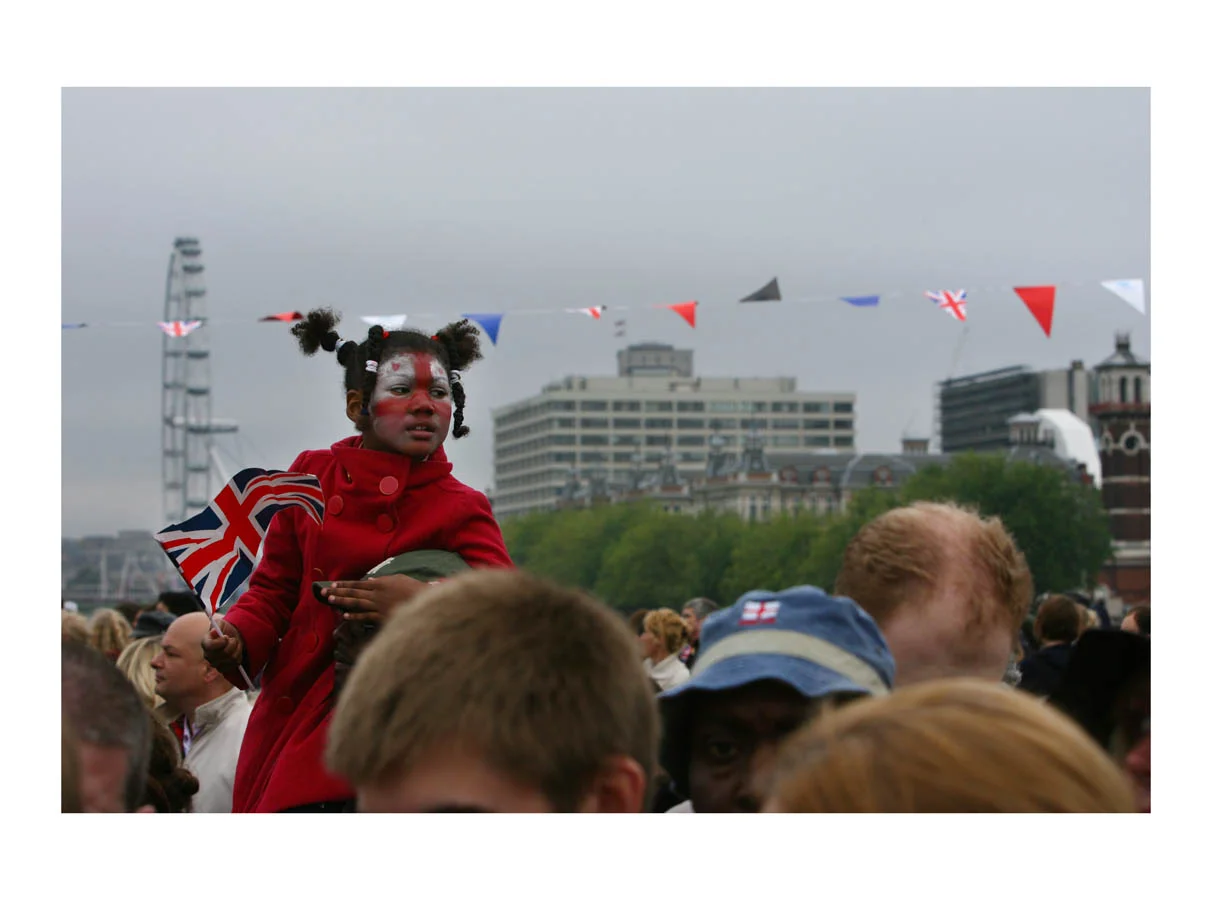 Jubilee (London, England, 2012) by Johnny Green (73 x 103cm) Price: £600 Size: 28.7 H x 40.6 W x 1.2 in This is the 1st of 12 Limited Edition C-type Lambda prints, encased in a beautiful gloss white ayous wood frame. The matt photograph is signed & dated en verso by the artist and has an elegant off white mount also.