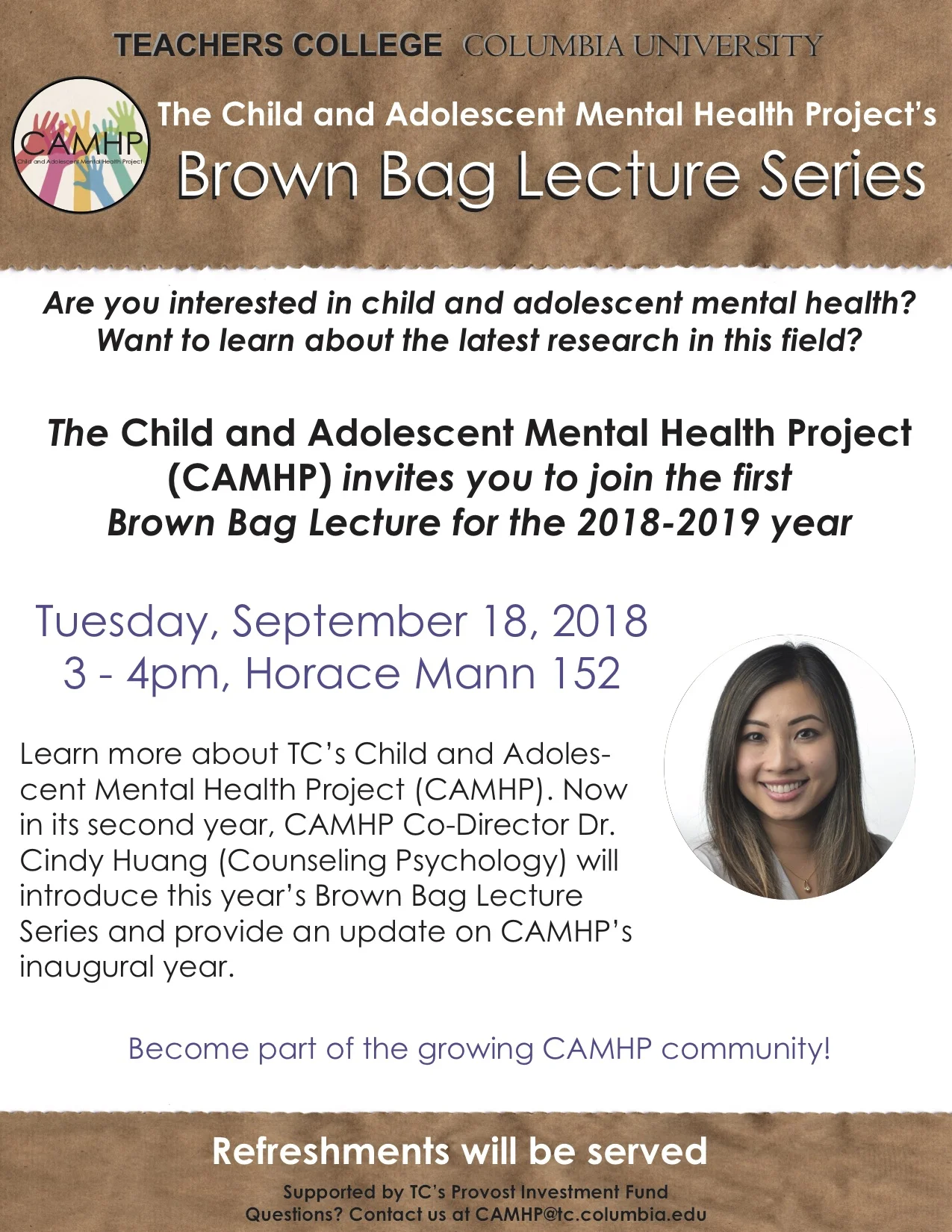 Brown Bag Lecture Series: Dr. Cindy Huang