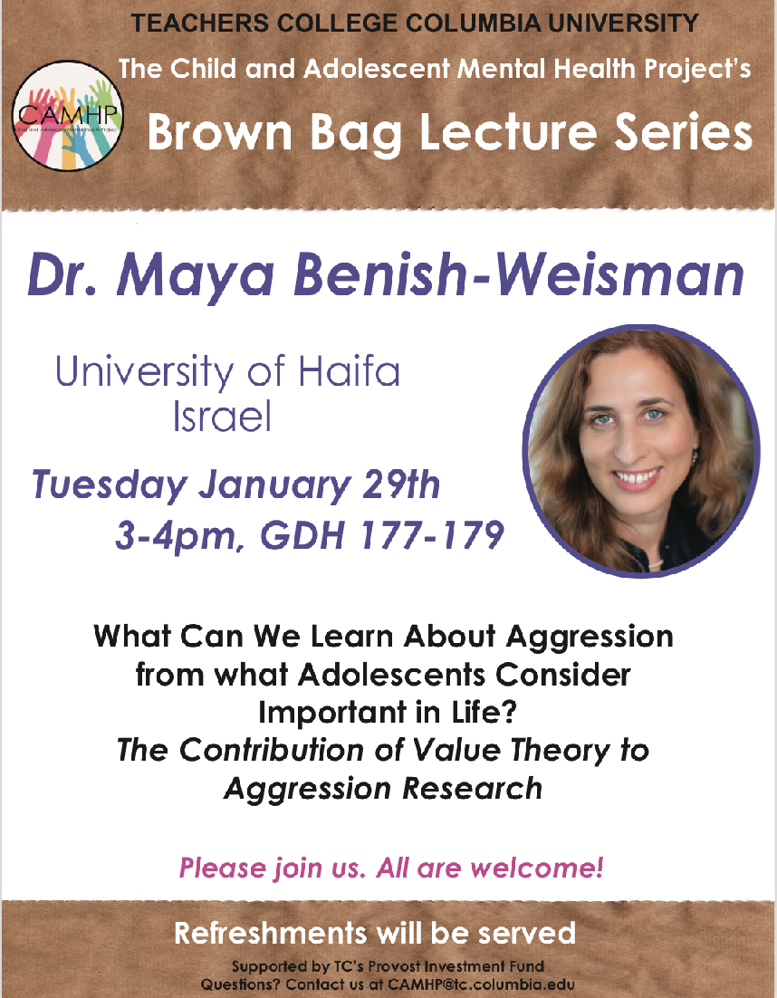 Brown Bag Lecture Series: Dr. Maya Benish-Weisman