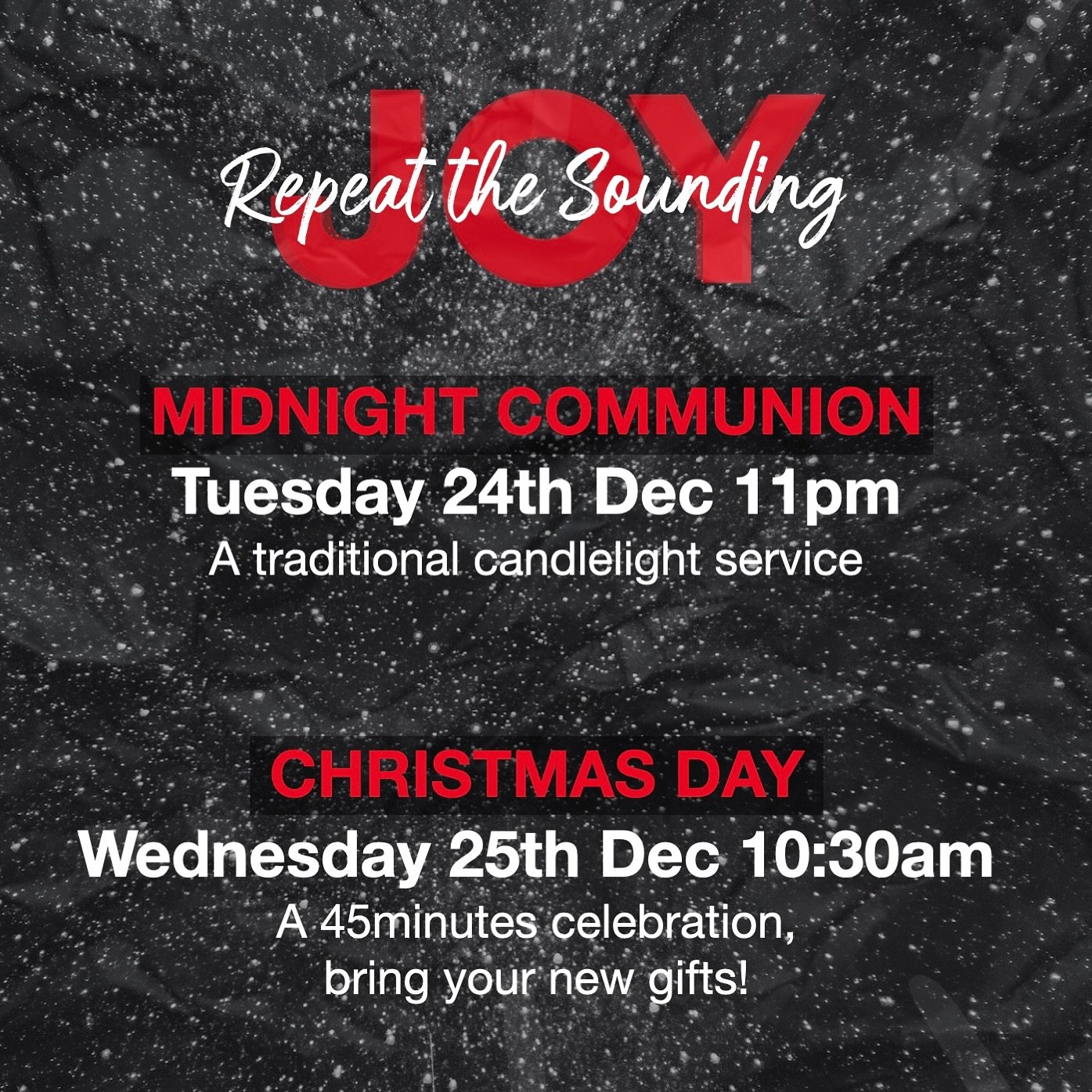 Celebrate Christmas with us in two special ways:

🕯️ Christmas Eve Midnight Communion
December 24th, starting at 11:00 PM
Join us as we welcome Christmas Day together in our candlelit church. A peaceful moment of reflection and celebration in the fi