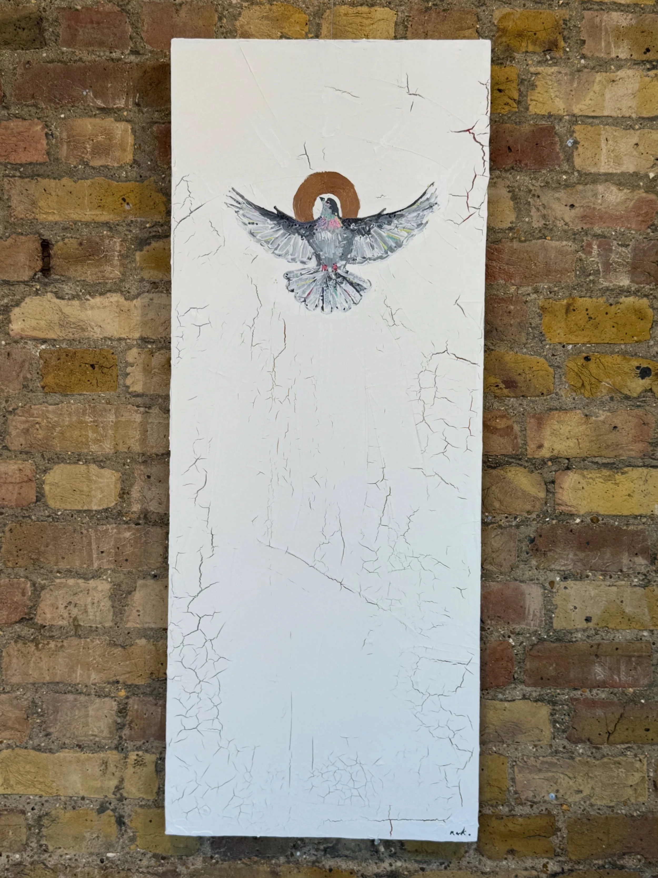 We are absolutely loving our Pentecost painting up in @ahabacoffee caf&eacute;. Holy spirit like a holy pigeon found in everyday life. @hopeast.london #markbishop #pentecost