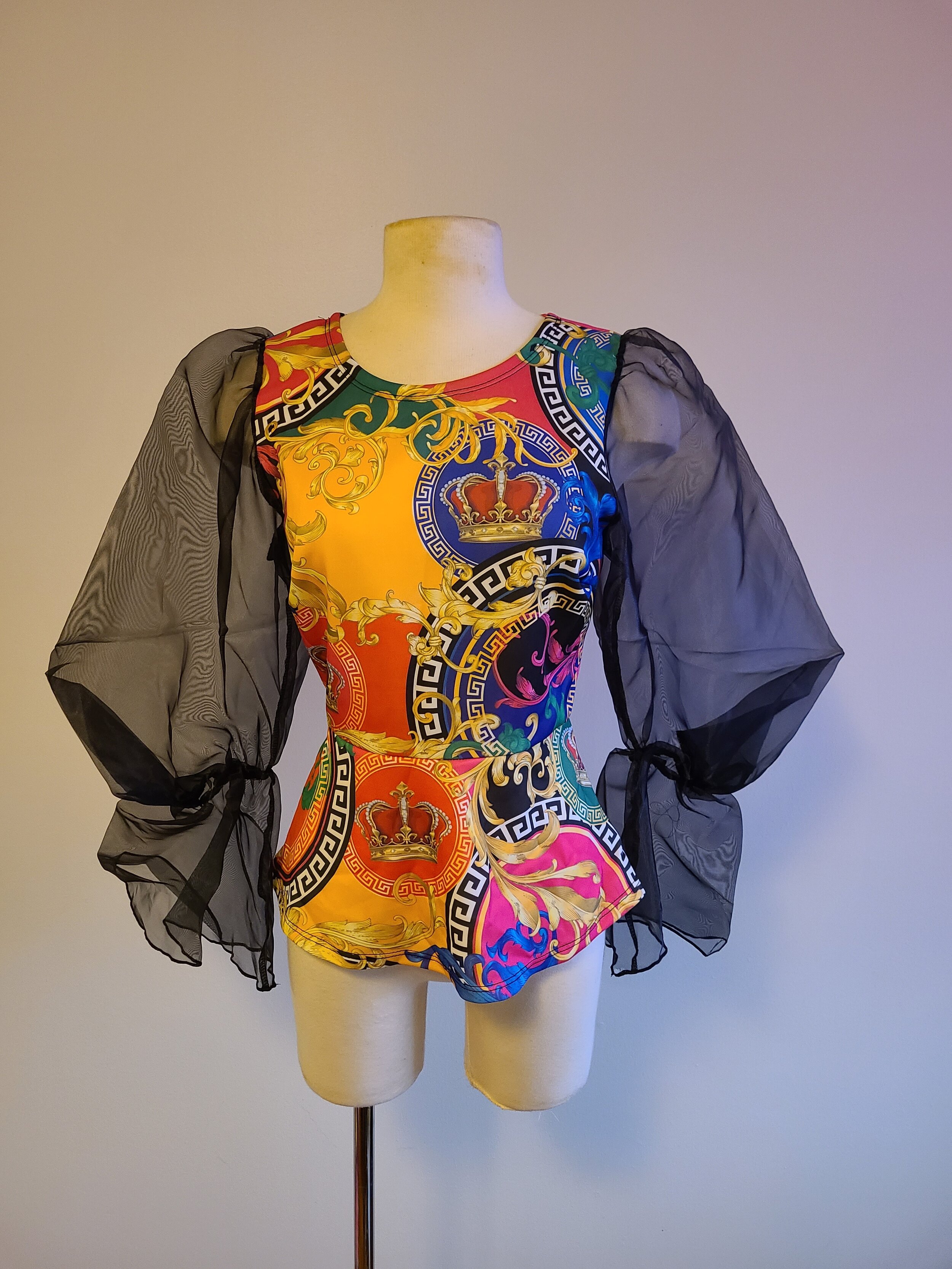 Baroque Mesh Sleeve Top