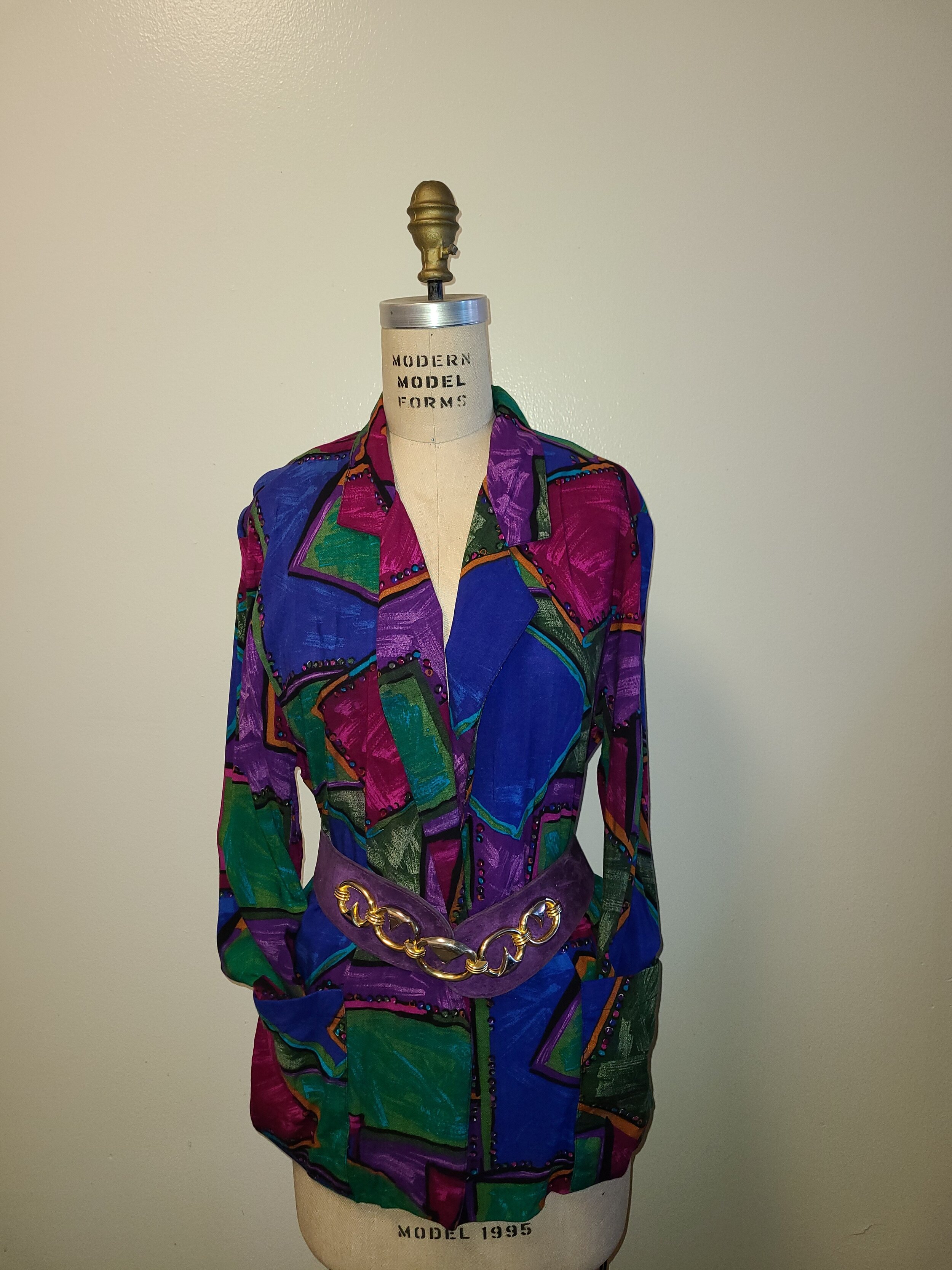 Purple and Blue Abstract Blazer