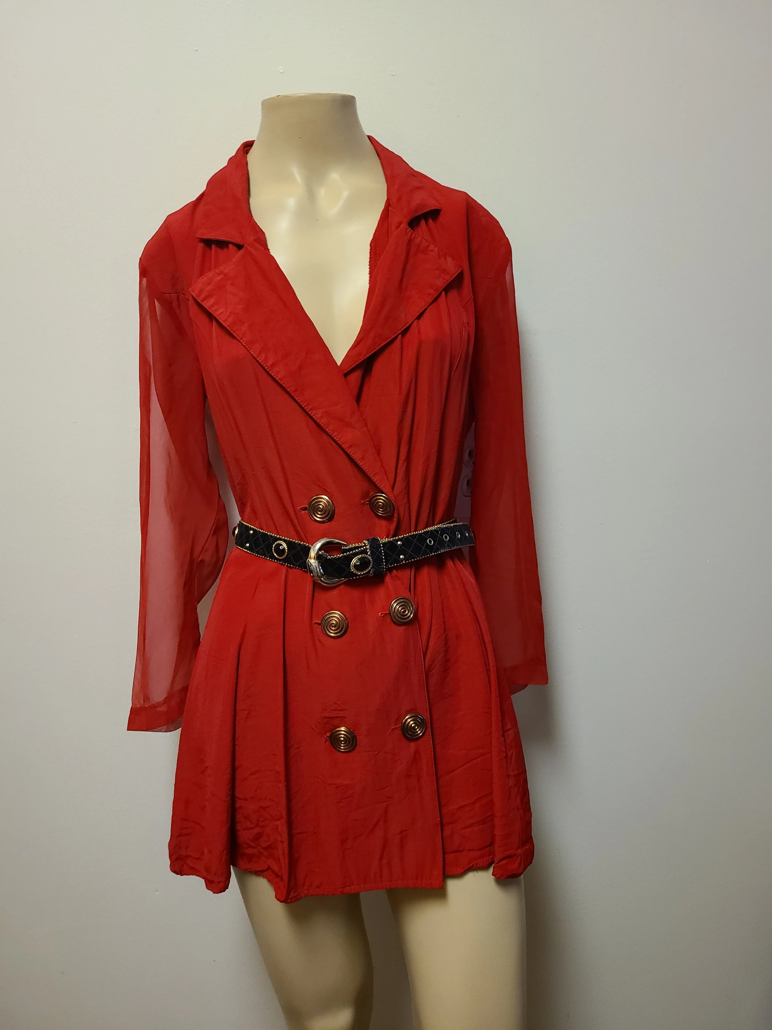 Red Mesh Sleeve Dress Blazer