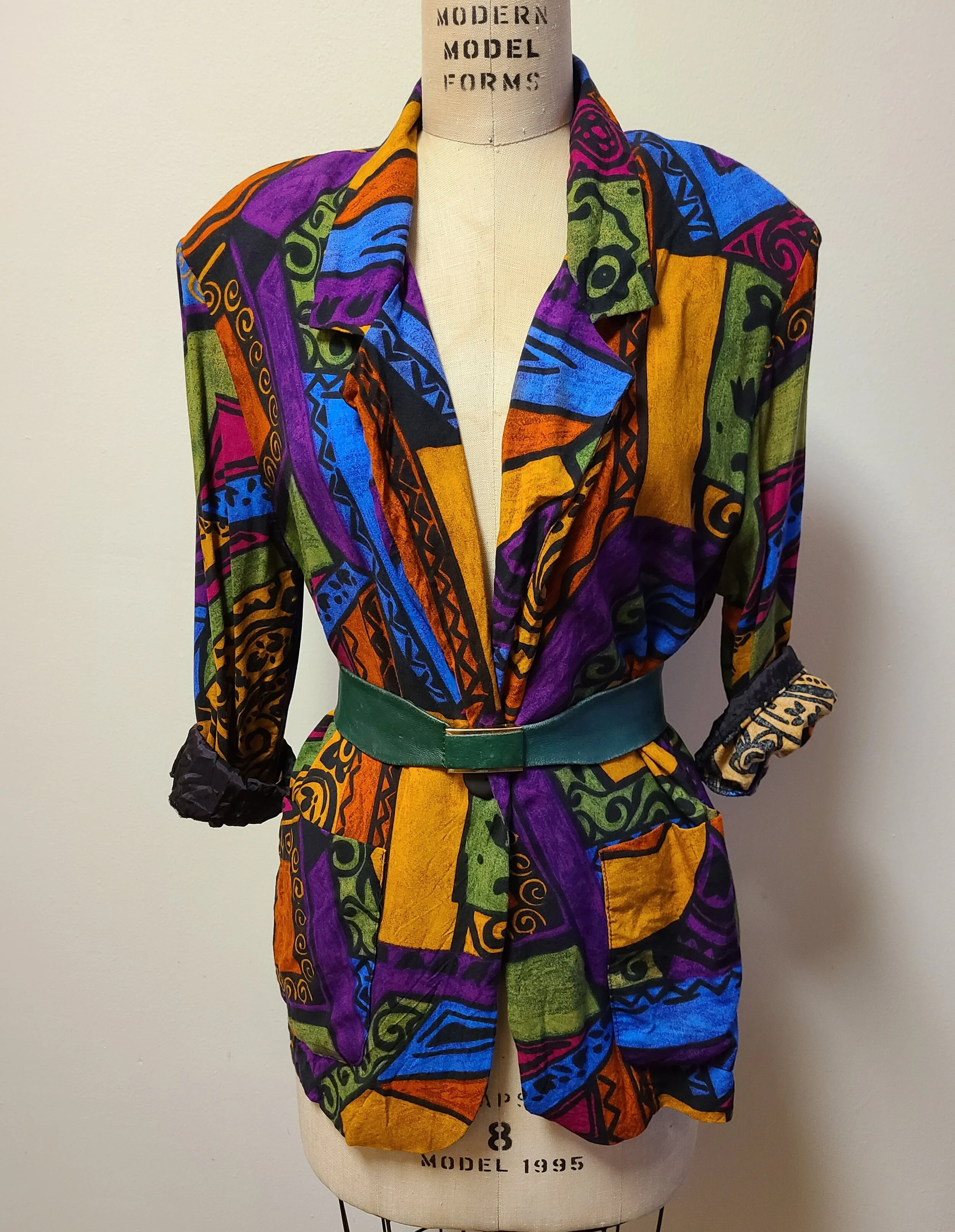 Brown &amp; Blue Abstract Blazer