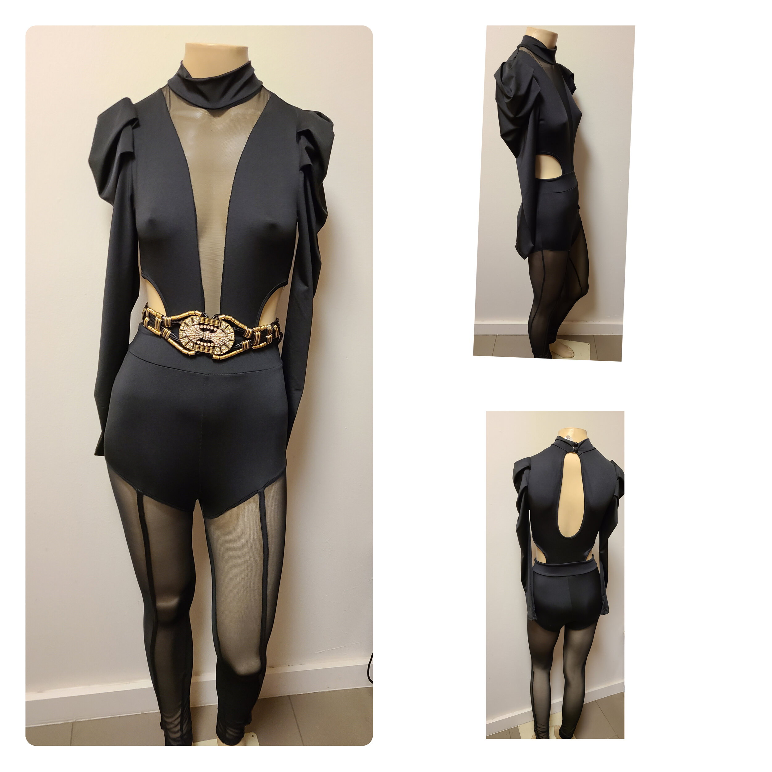 Black Spandex and Mesh Unitard