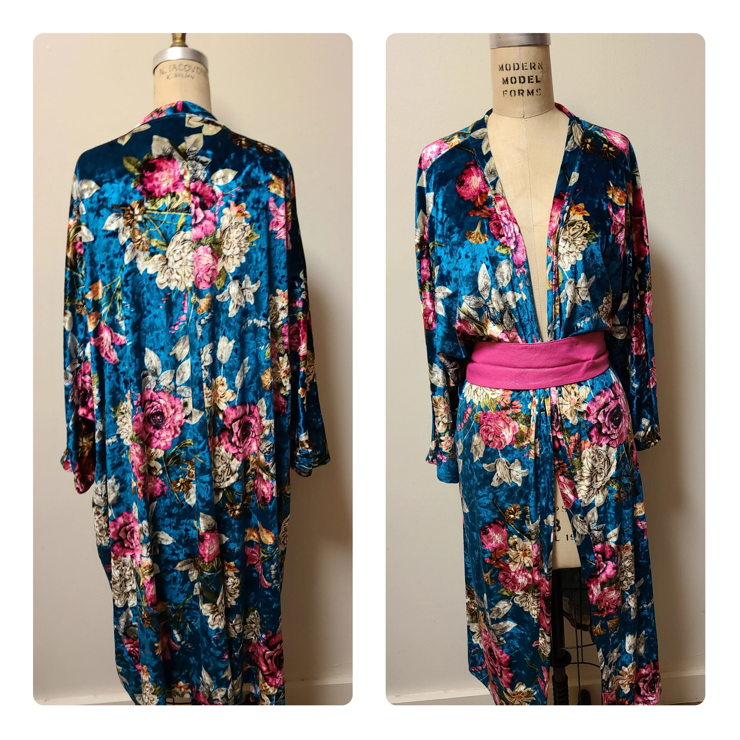 Turquoise Velvet Kimono