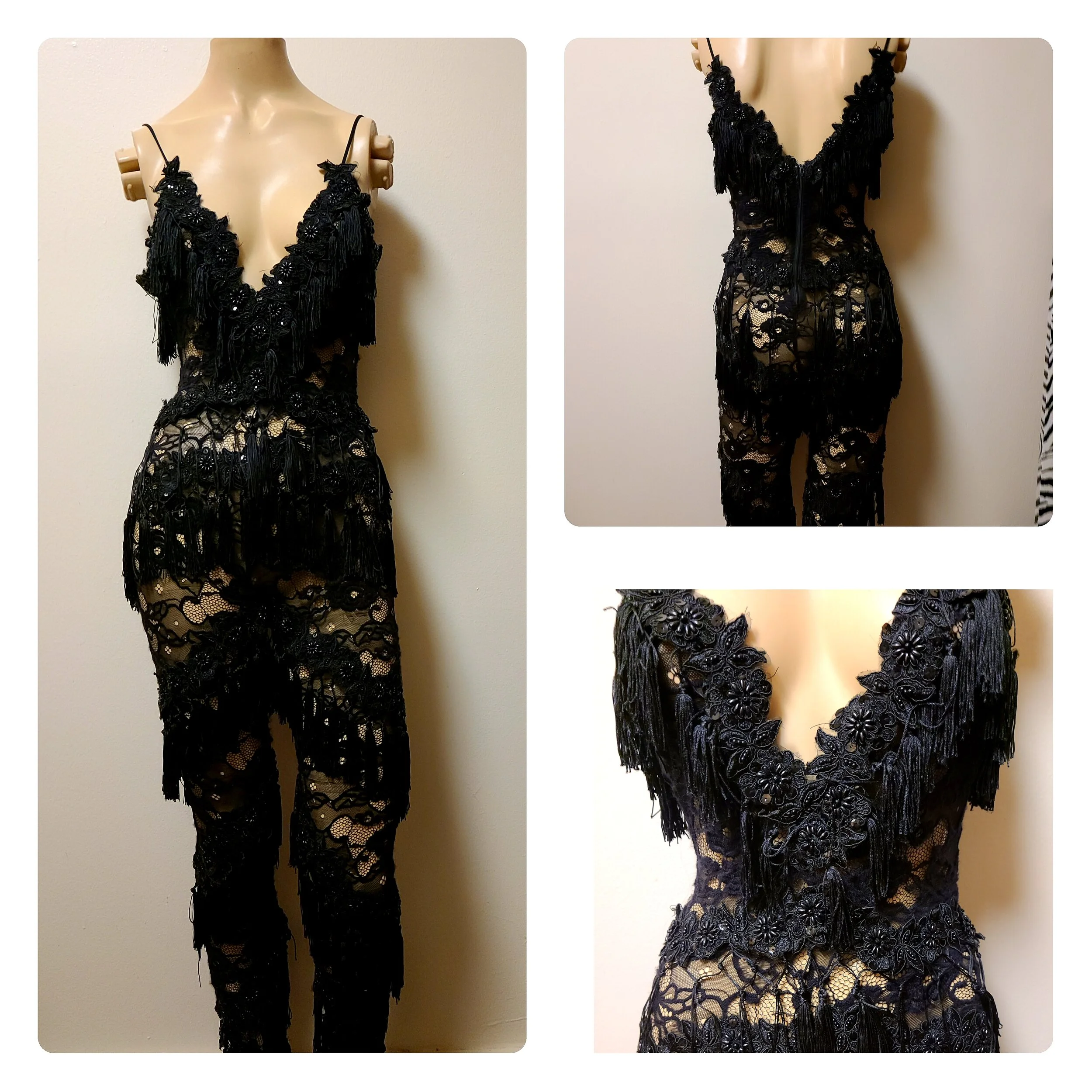Lace Beaded  Fringe jumpsuit
