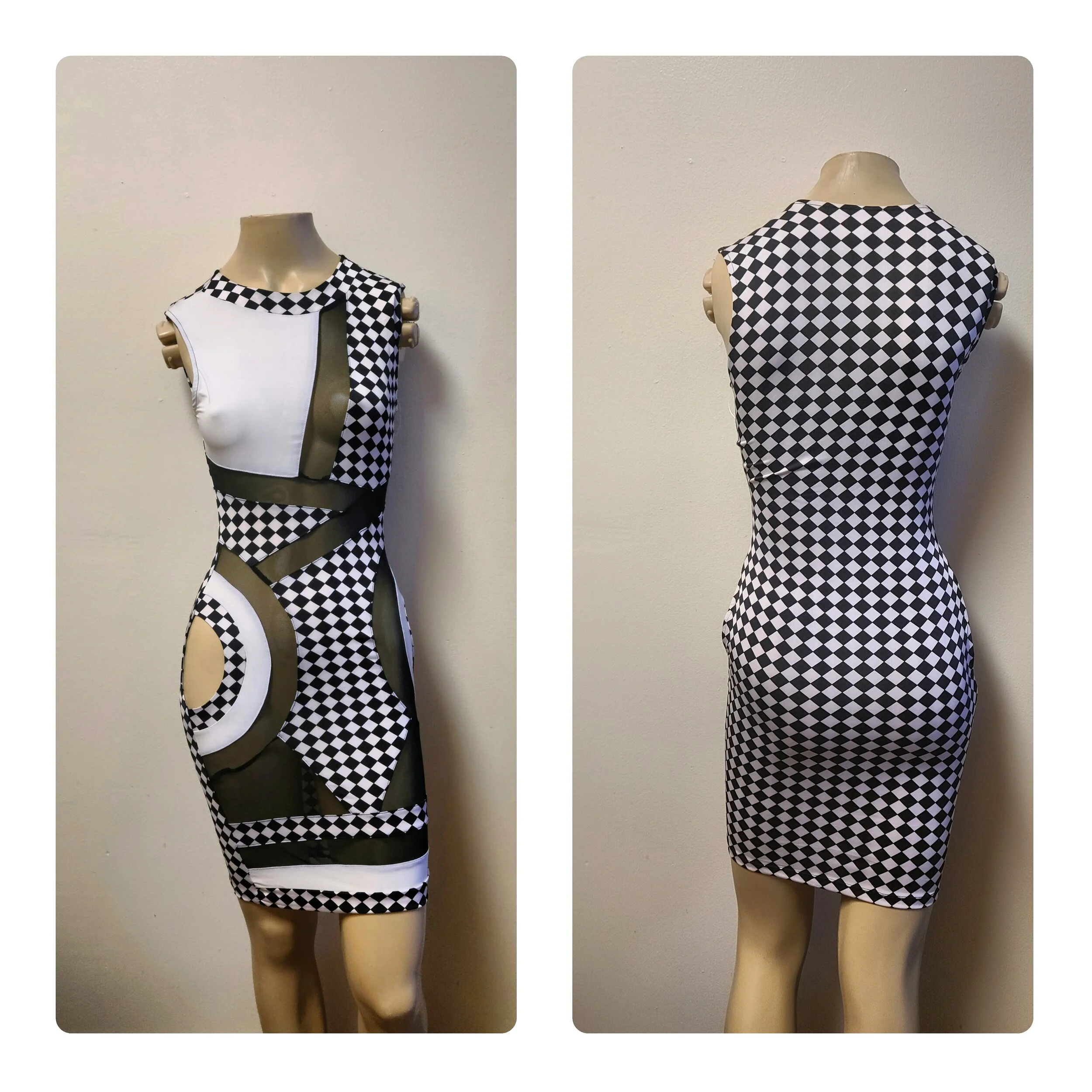 Checkered Body Con Dress