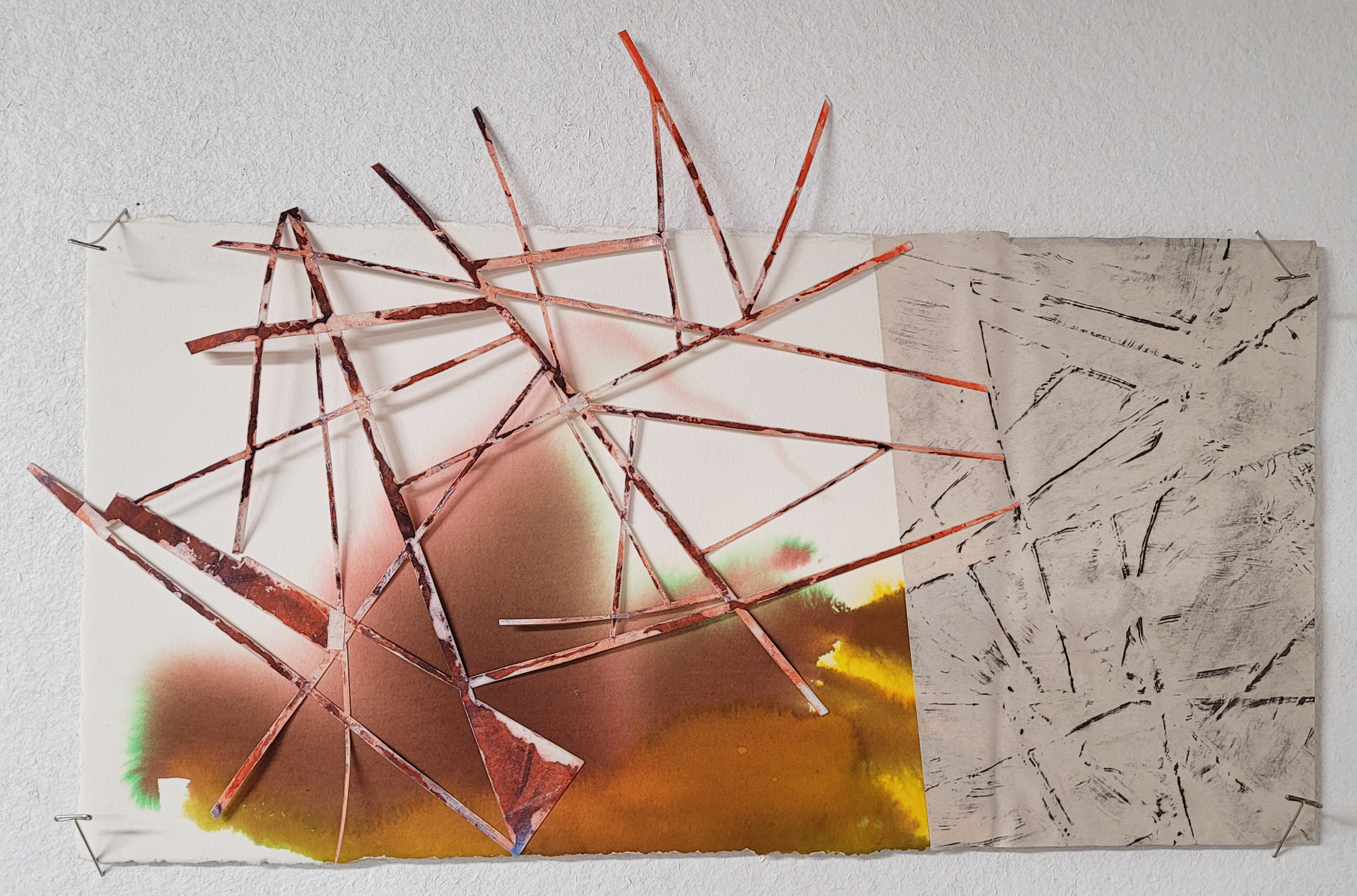 TWO GEOMETRIC NETWORKS, 2023, COLLAGE, 13 X 19 INCHES