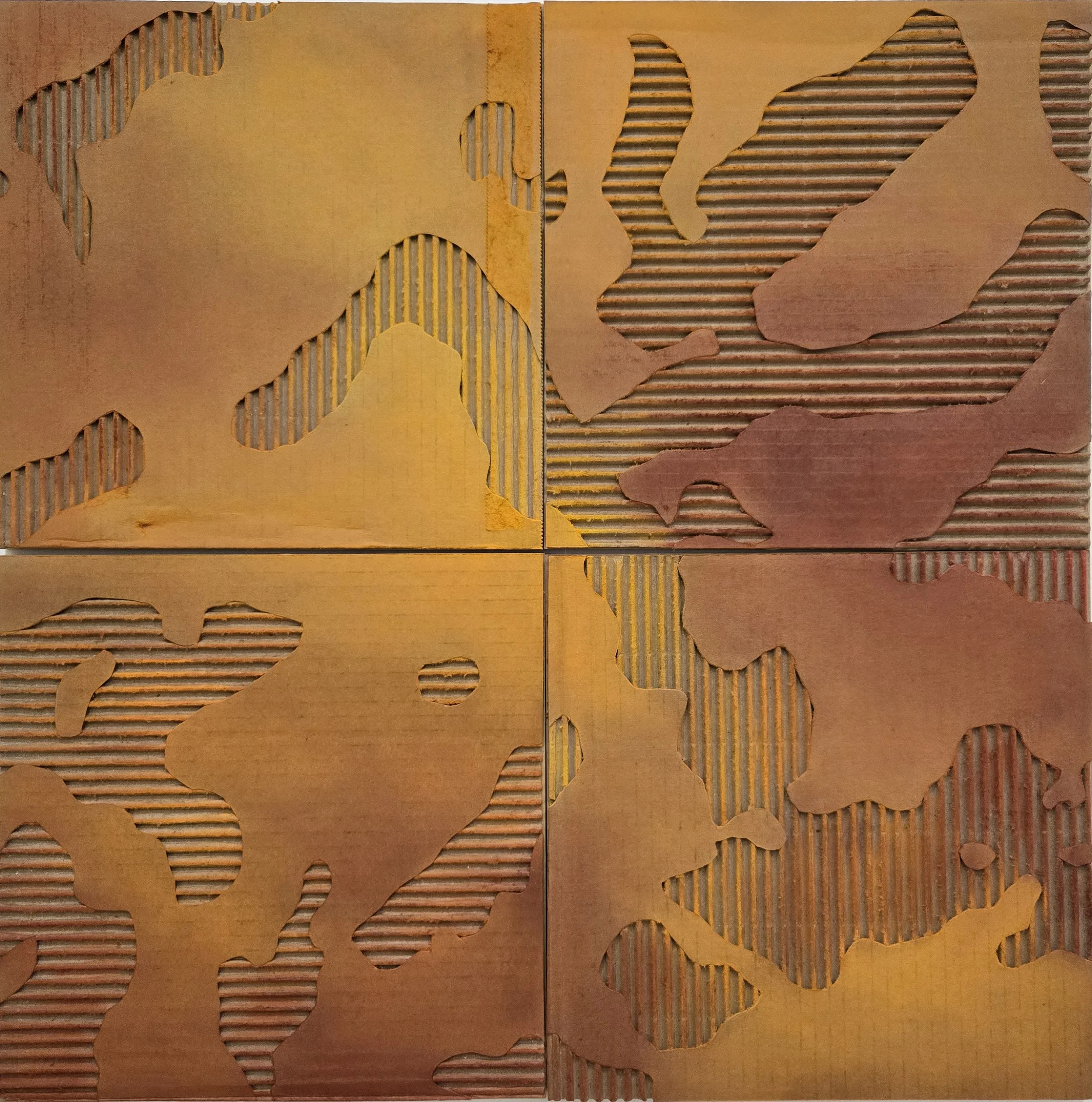 Caldor Pattern 17B – 17F, 2025, cardboard, pastel pigment, 24 x 24 inches