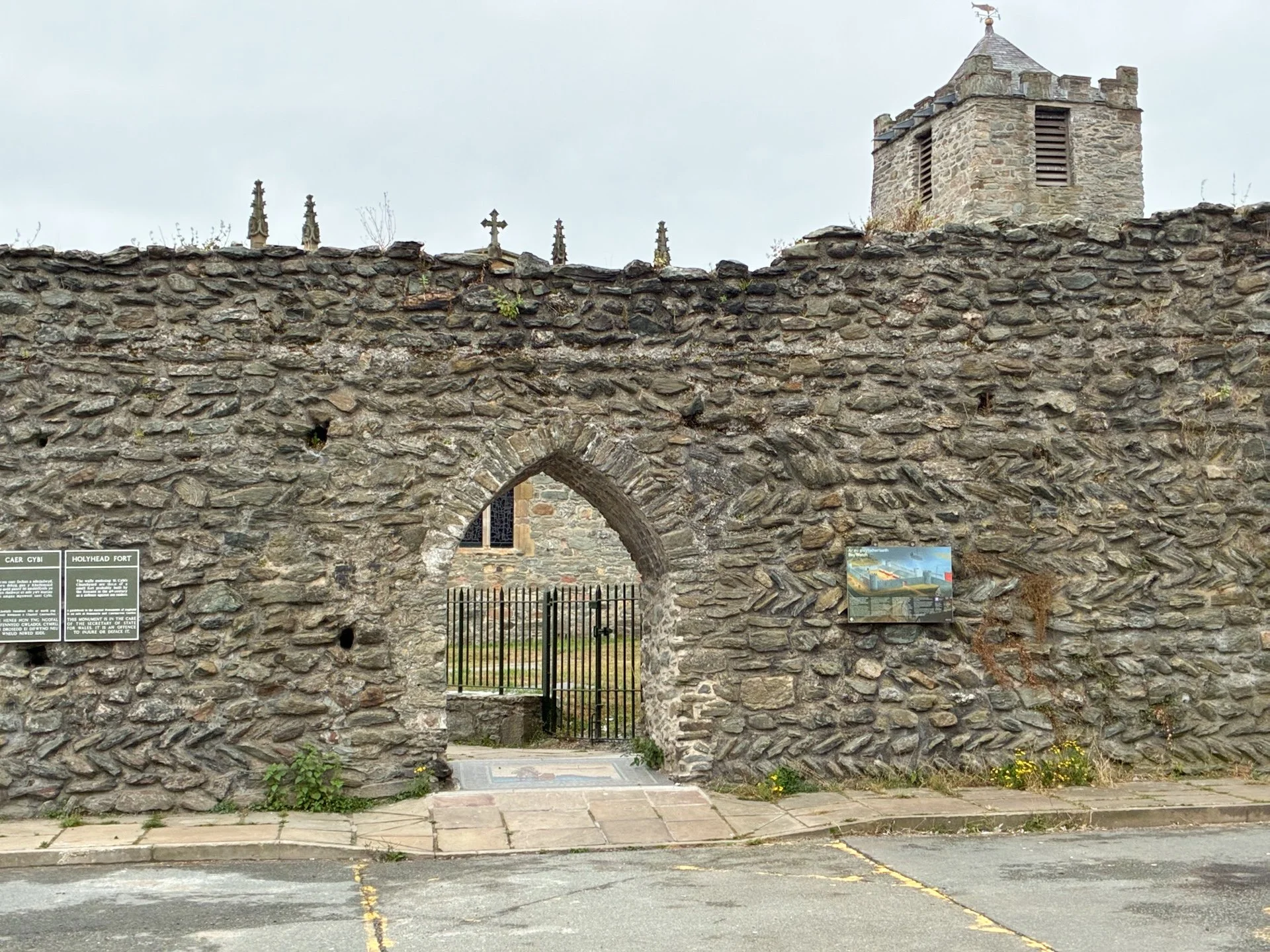 Holyhead's Roman fort, St Cybi's church beyond