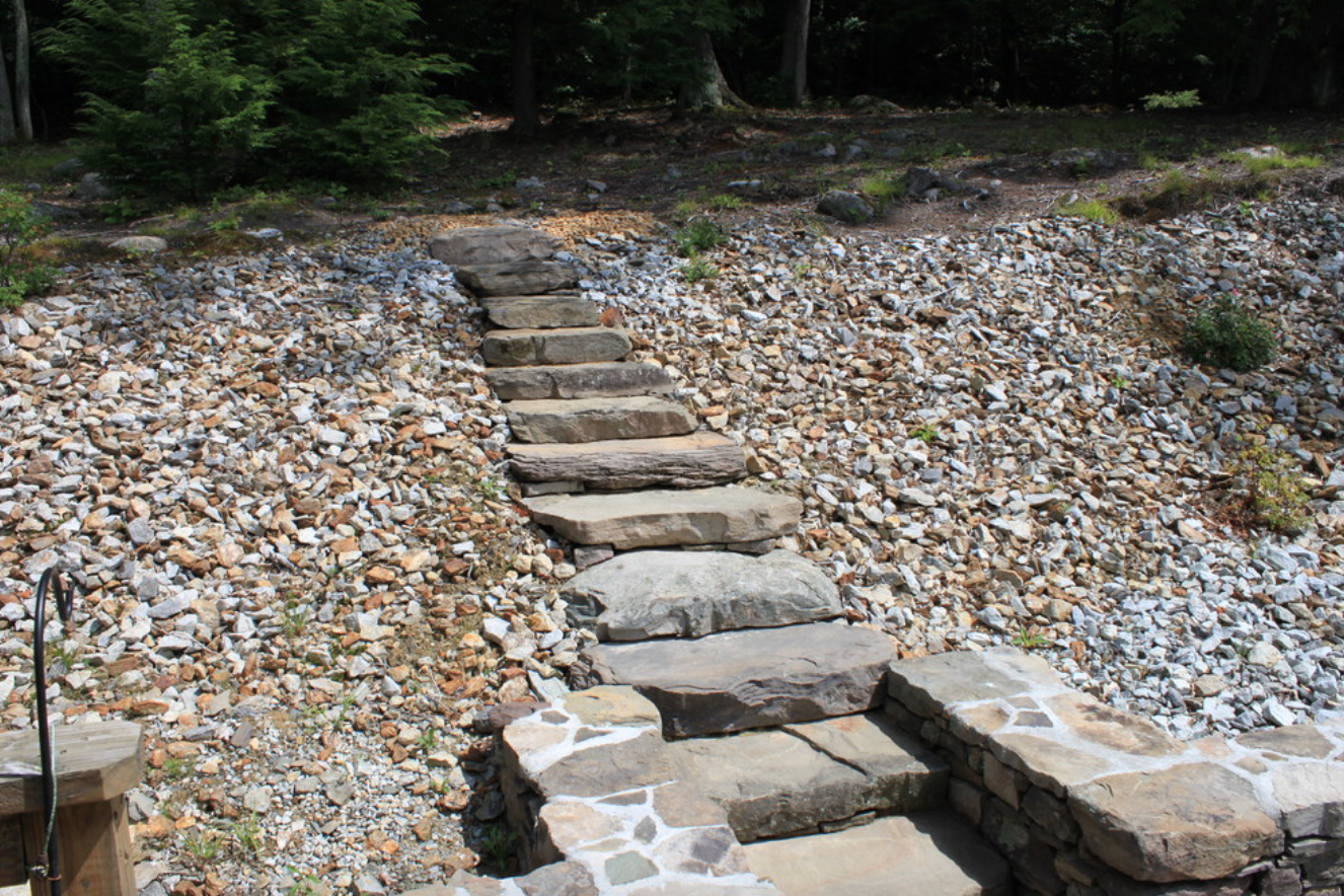 Patio walkway landscape design in Waltham, MA