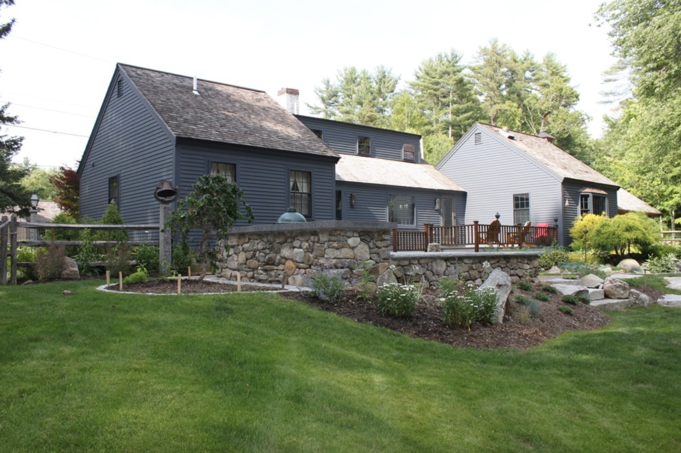 Landscape design with masonry in Westford, NH