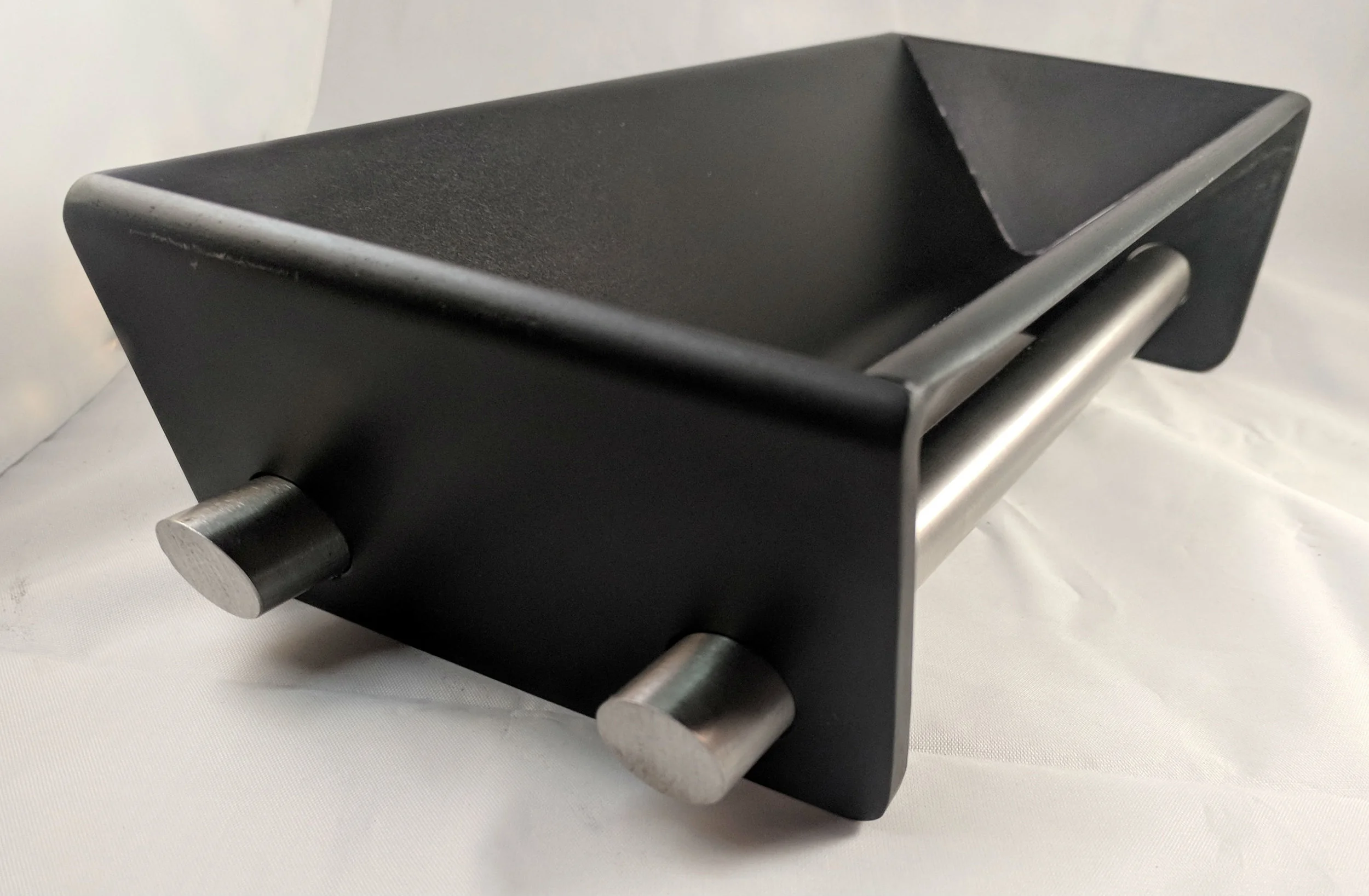 Black anodized aluminum and stainless steel Drop Tray / Candy Dish