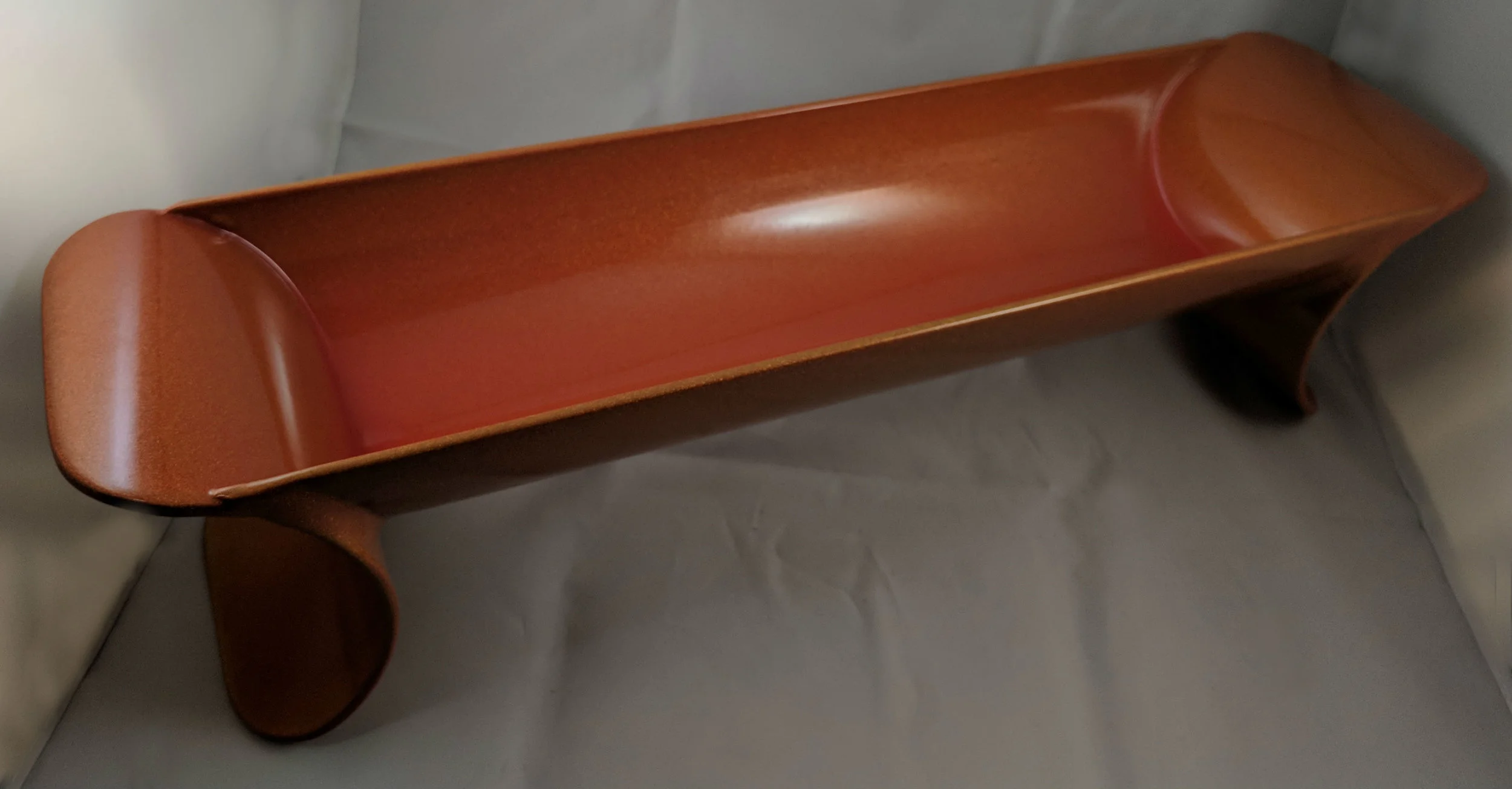 Metallic orange powder coated aluminum tray