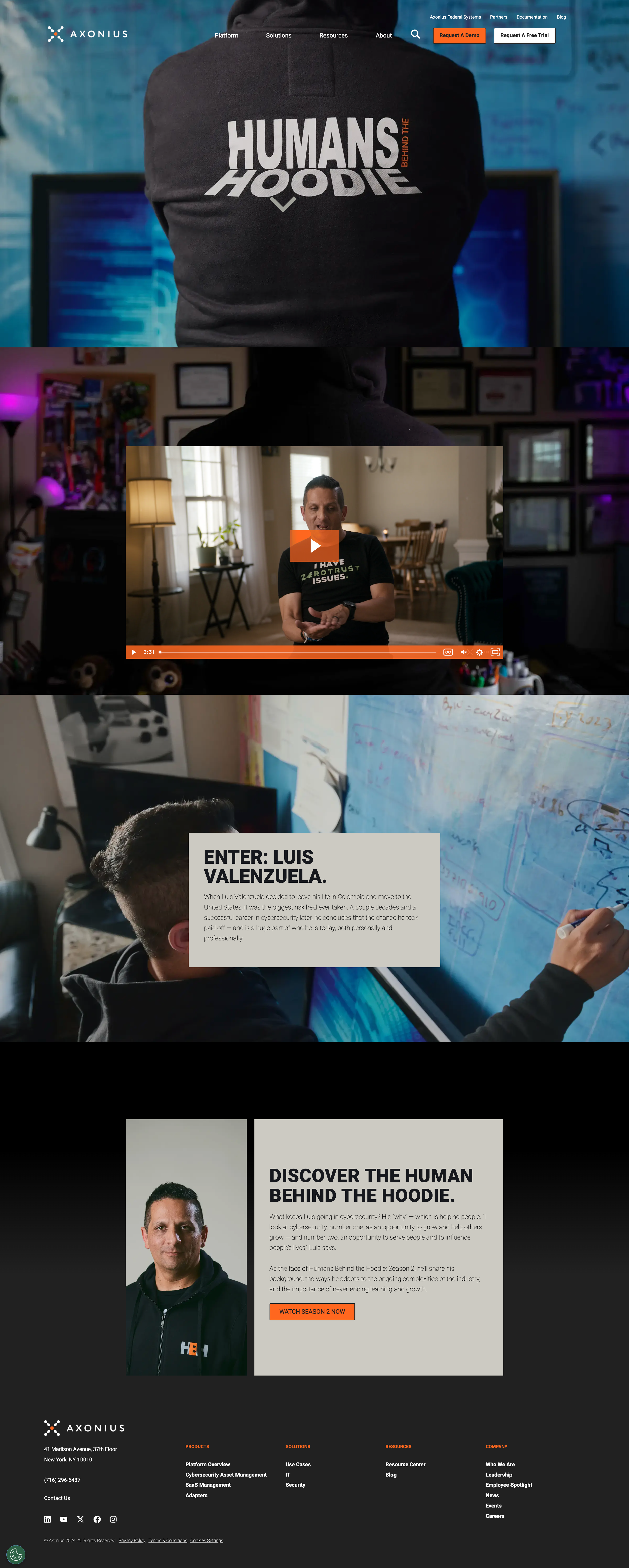 Humans Behind the Hoodie, Luis Valenzuela Landing Page