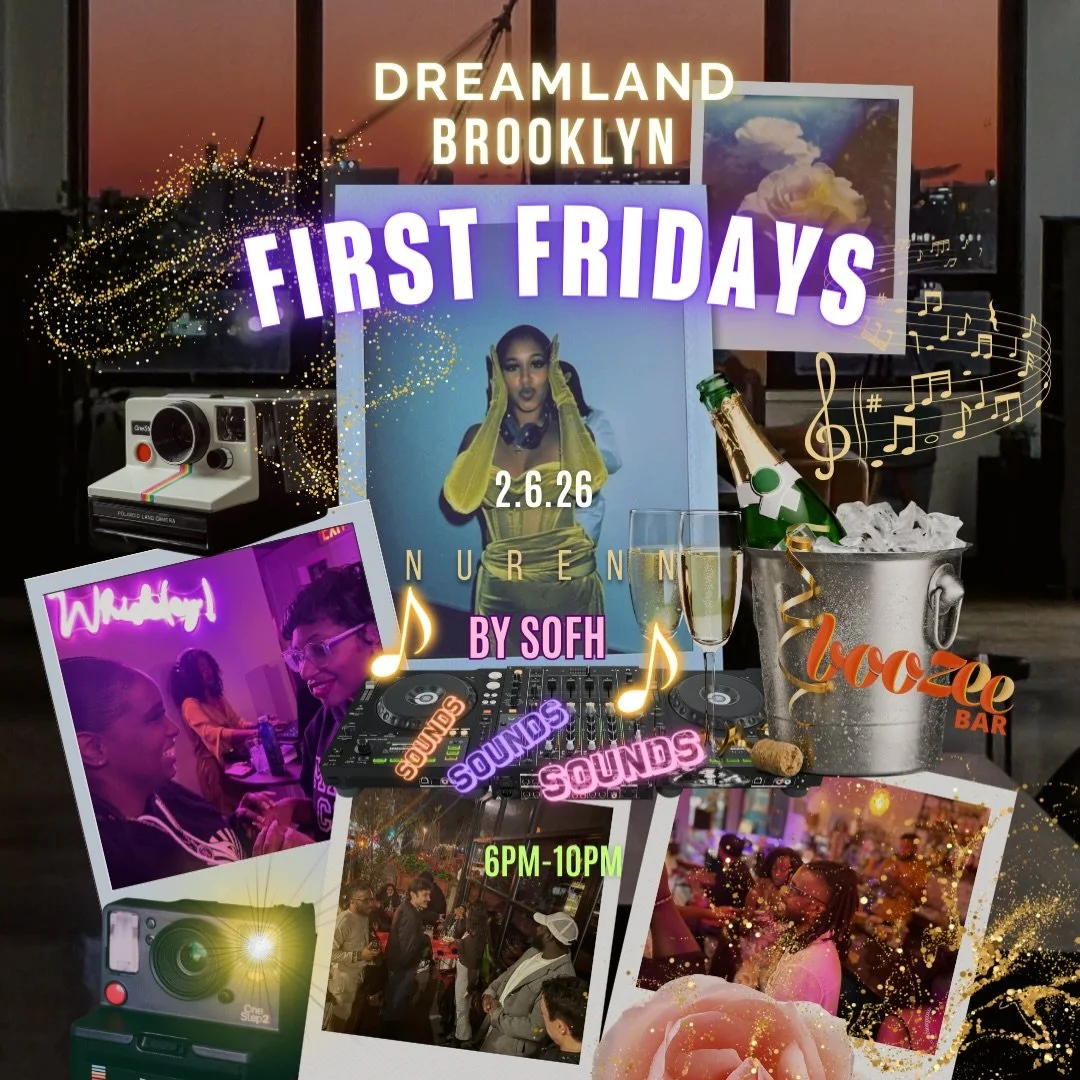 First Fridays a part of the NuRenN Run the Play series is back Feb. 6th Friday! Free RSVP. Good time. Great vibes! Let&rsquo;s Run the Play at @dreamlandbklyn | Drinks 🍷 by @boozeebar | 21+