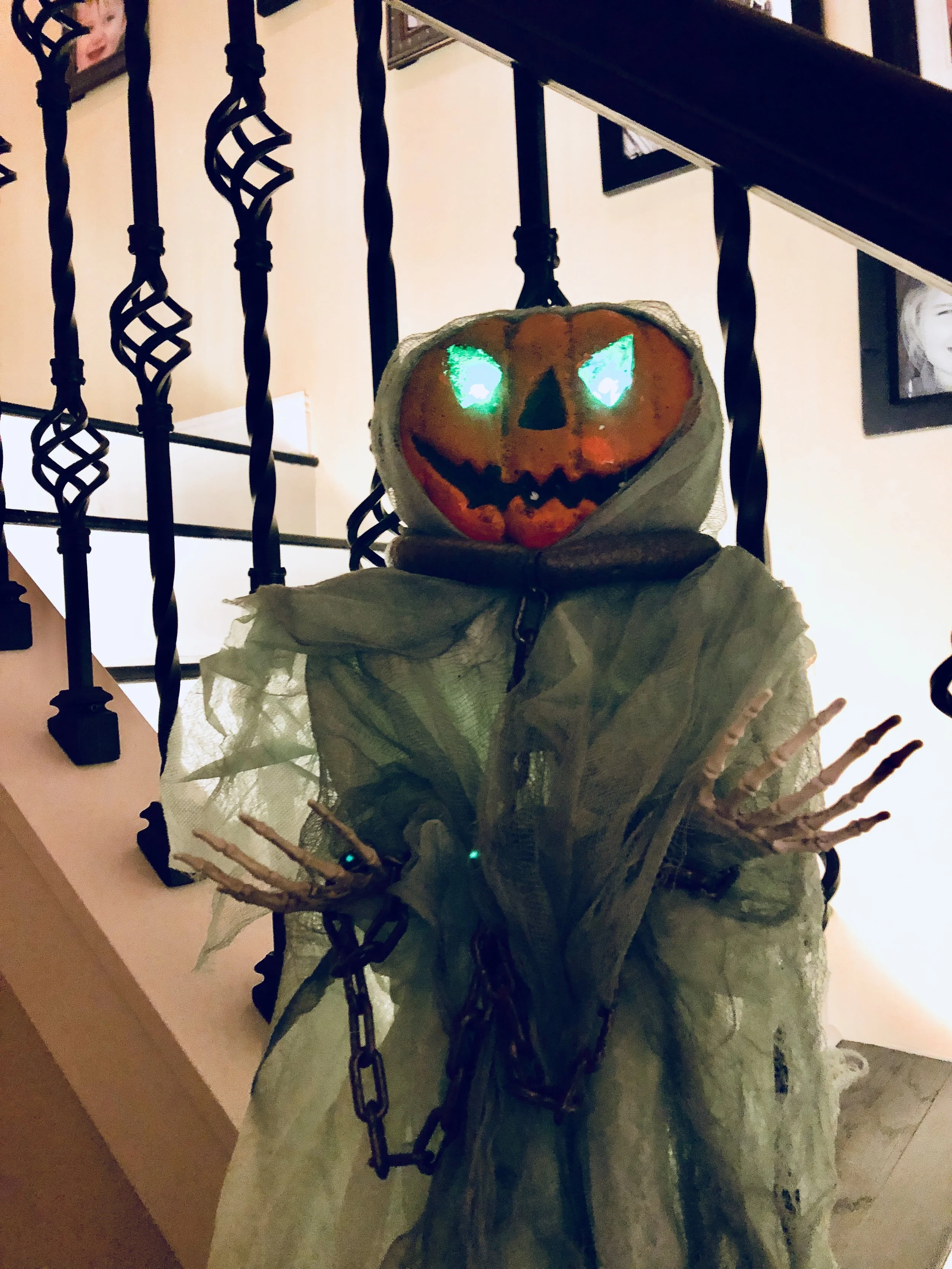 We've had this scarecrow for years - I love how creepy it is :) One similar here from Target