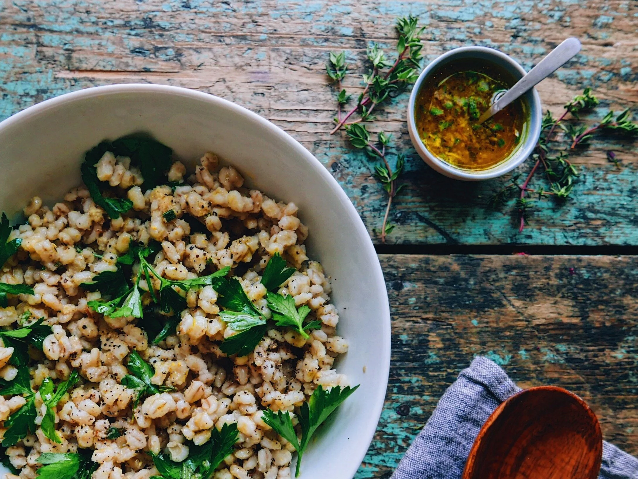 barley with fresh herbs &amp; ginger lime dressing