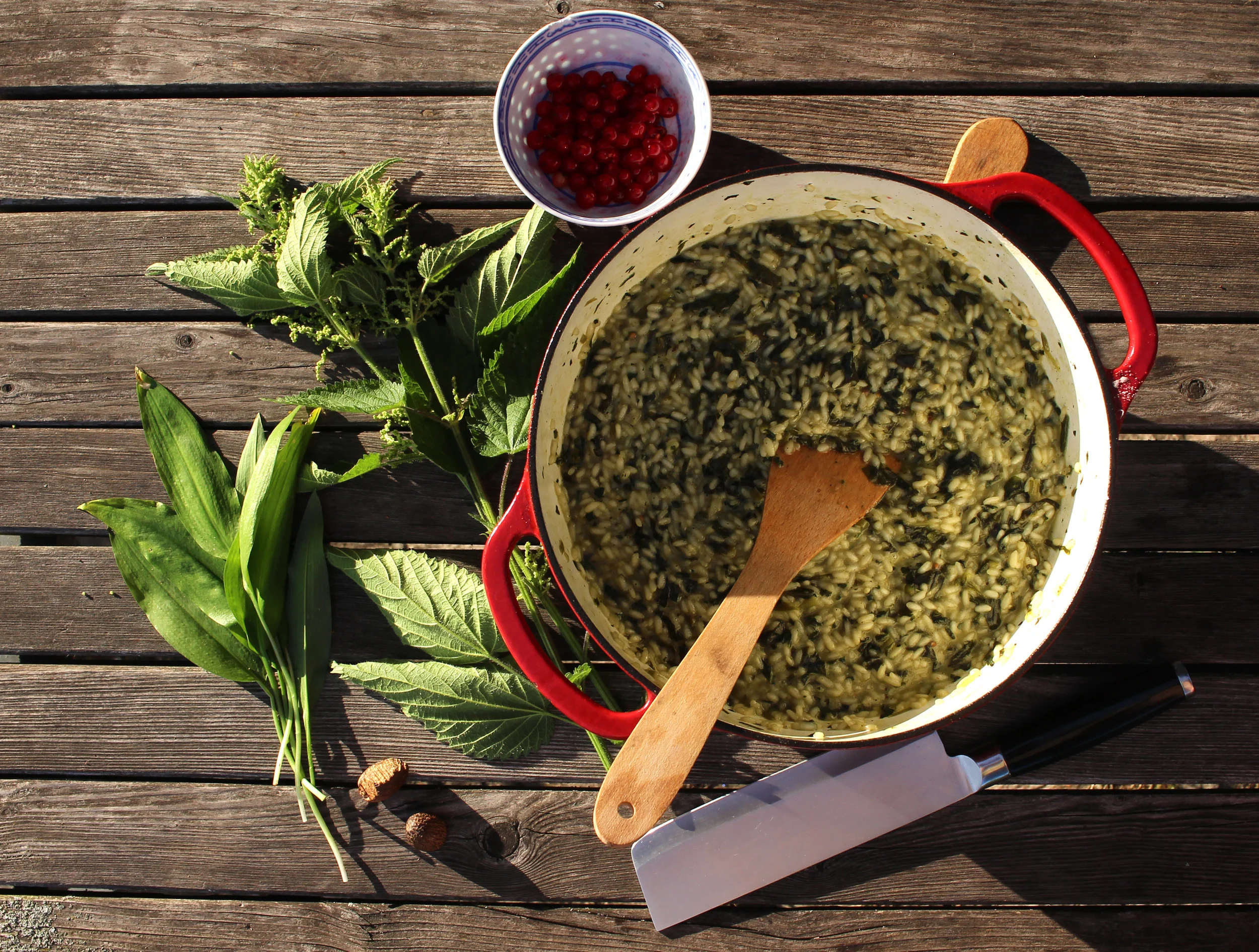 Wild garlic and nettle risotto