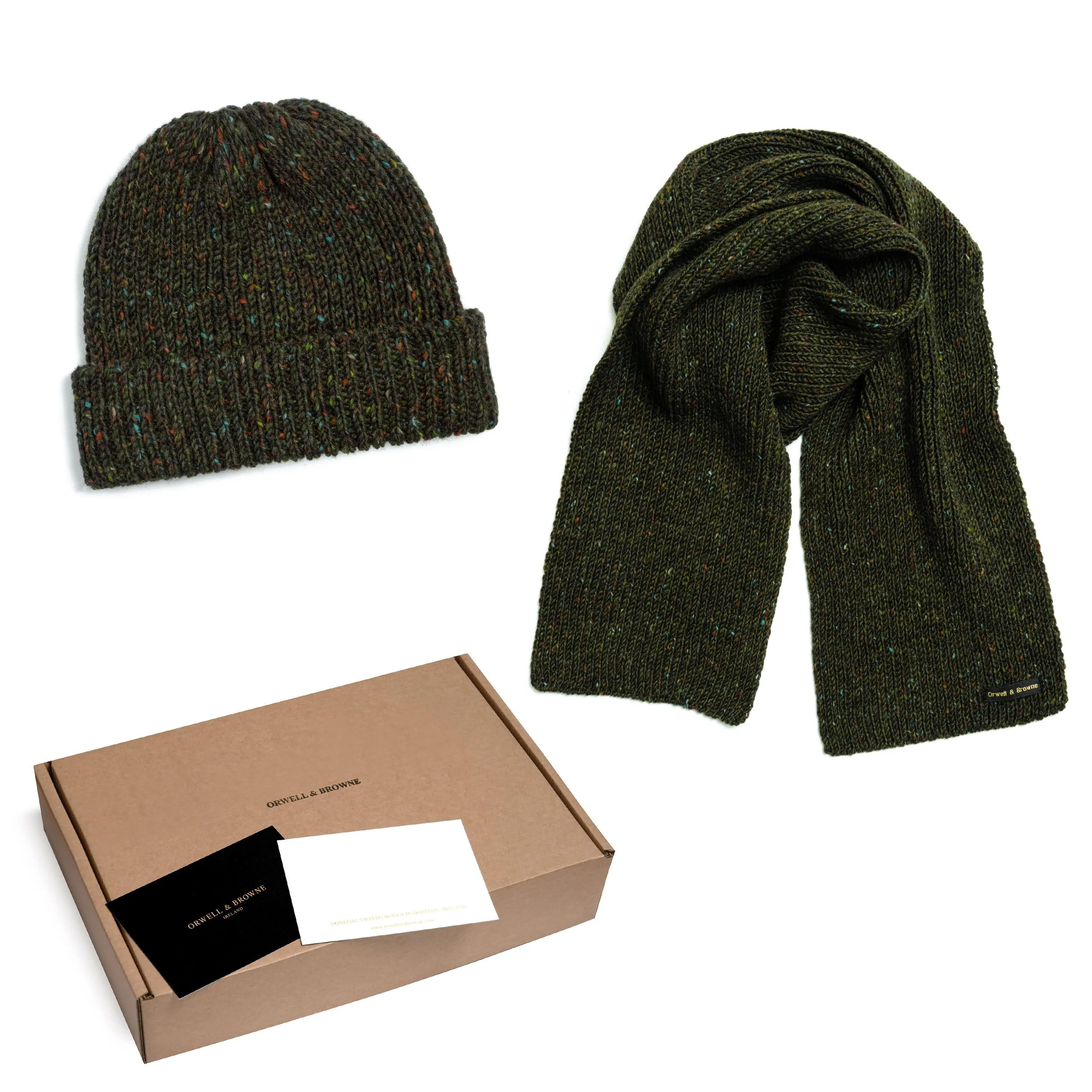 Knit Scarf & Hat - Moss