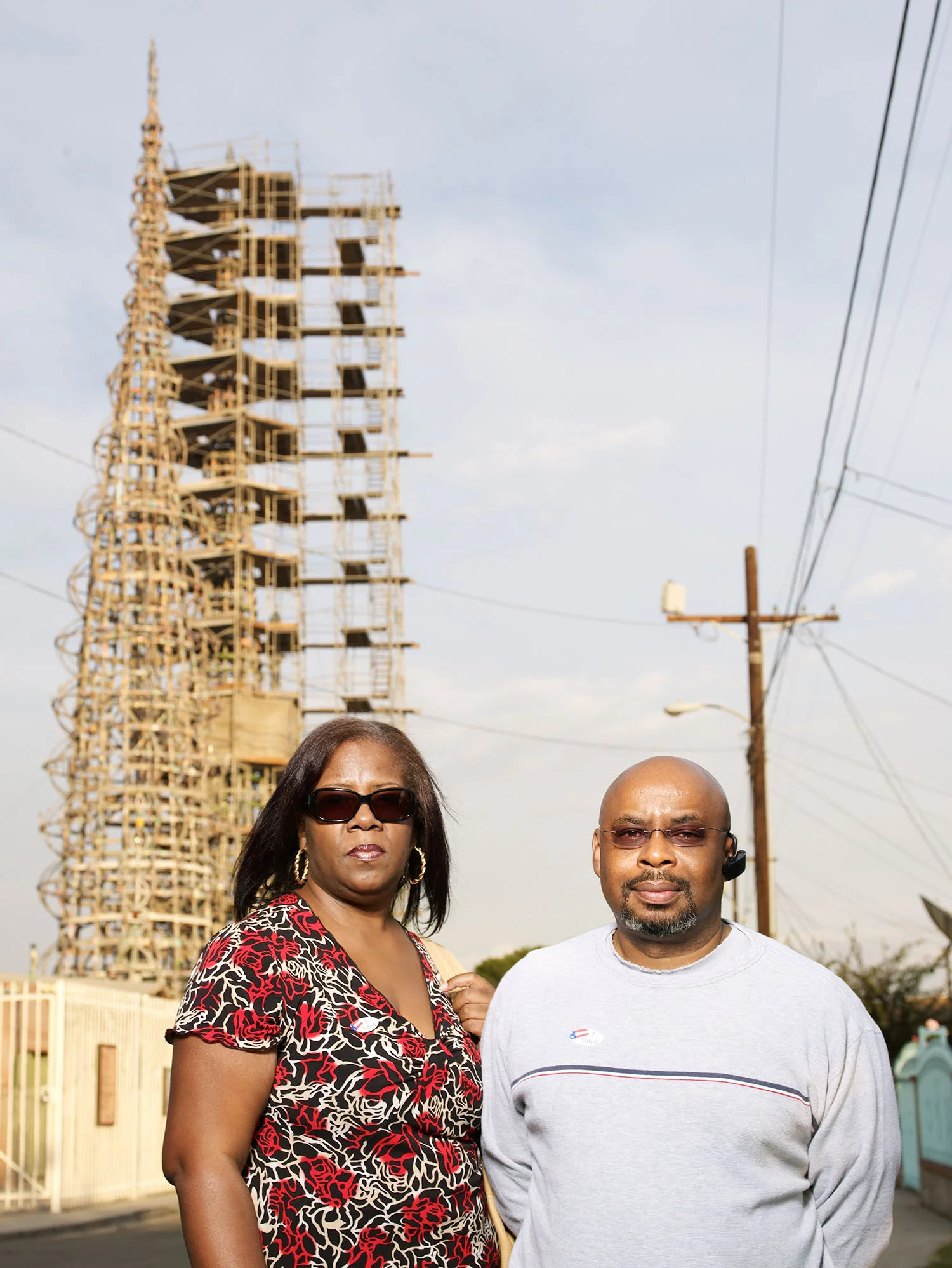 Quixotes T. Kesser and Althea Garrett after voting at the Watts Towers Arts Center.