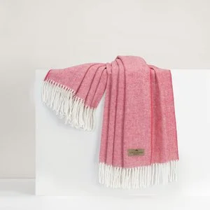 Italian Herringbone Throw Blanket - Coral