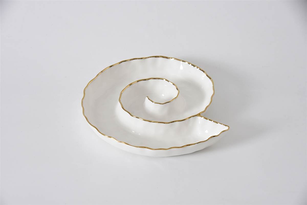 Porcelain Spiral Server with Gold Trim