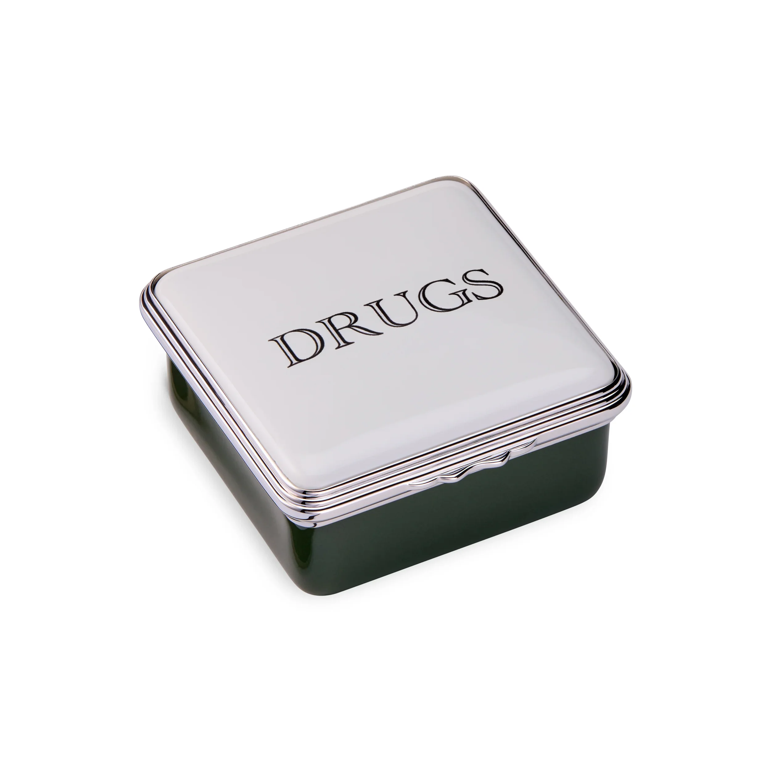 Halcyon Days Square DRUGS Enamel Box - Balmoral Green