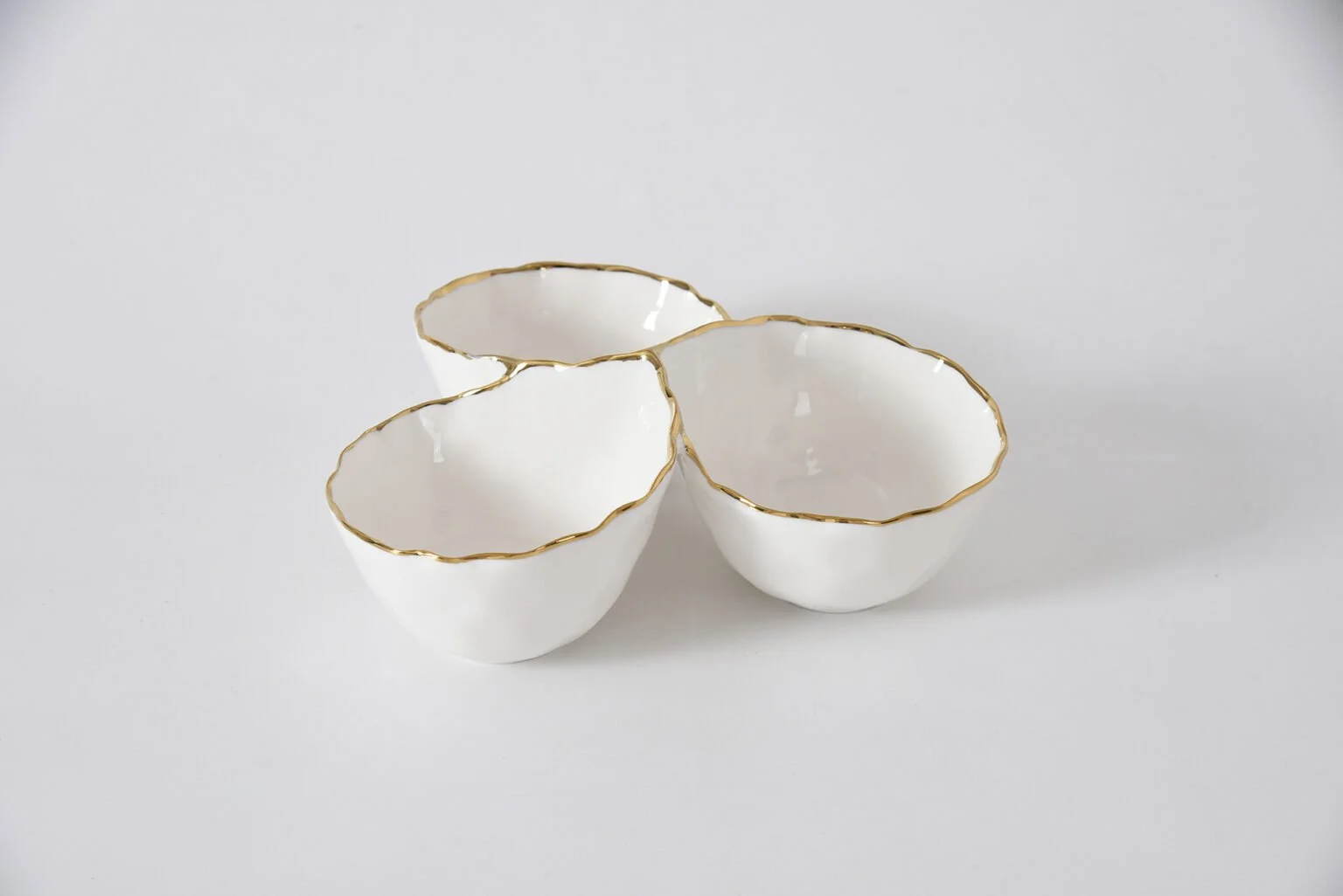 Porcelain 3 Section Server with Gold Trim