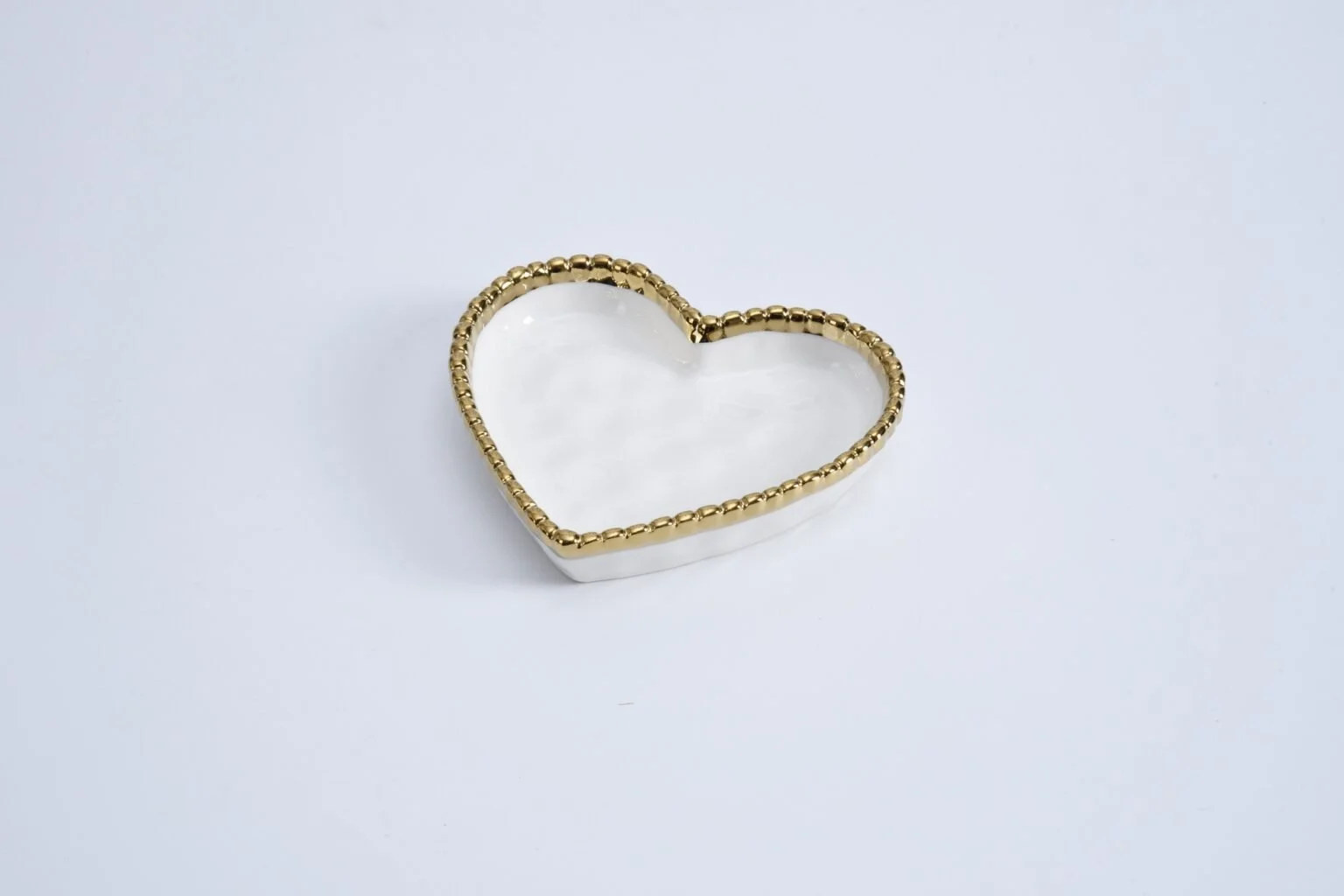 Porcelain Mini Heart Dish - White & Gold