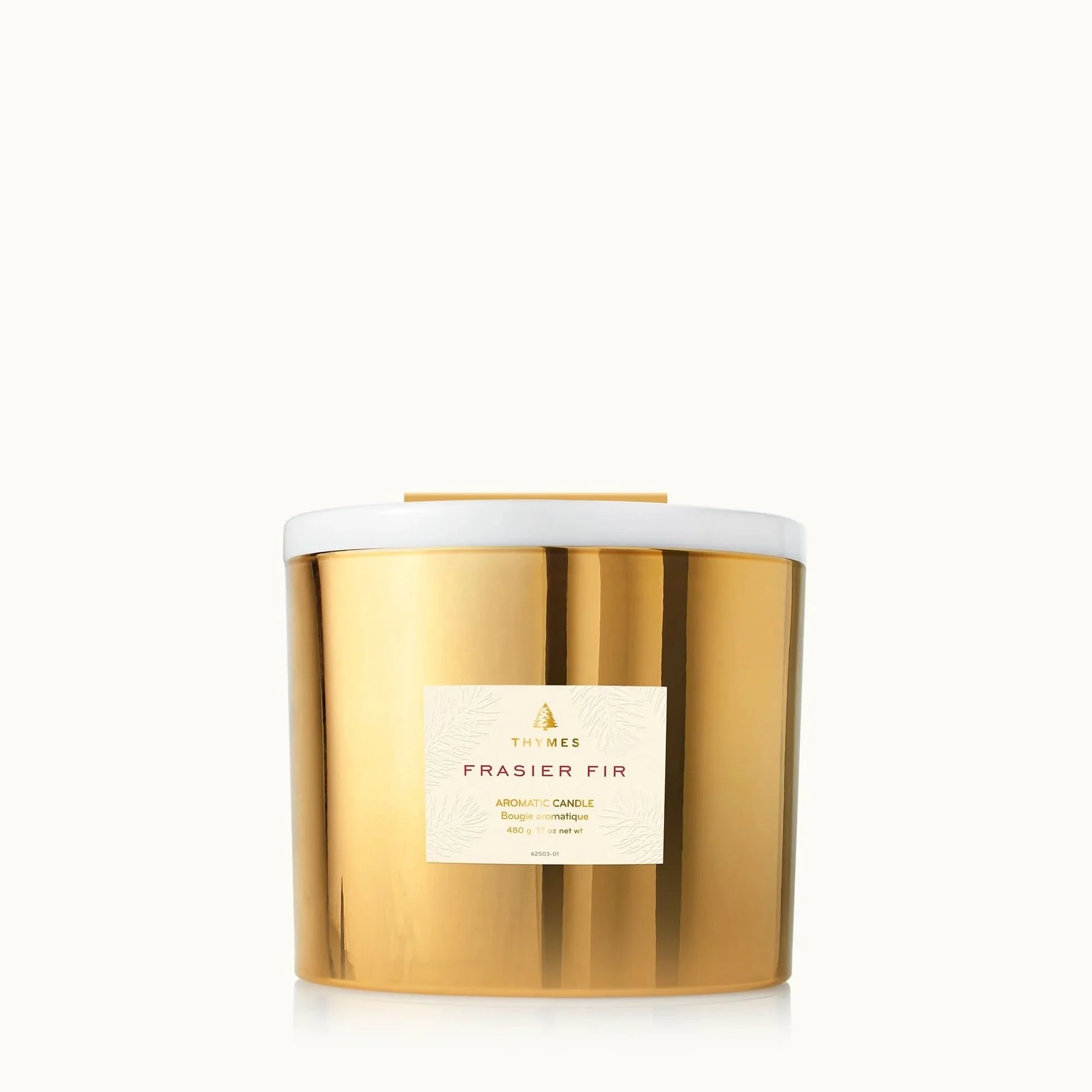 Thymes Gold 17oz 3-Wick Candle - Frasier Fir