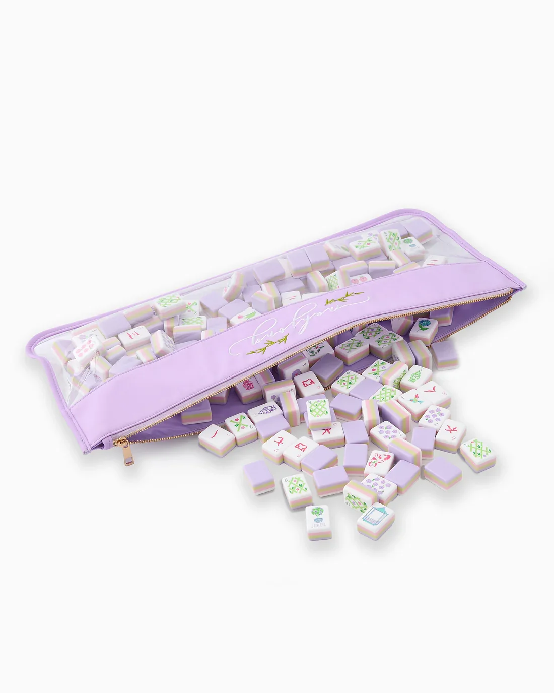 Mahjong Tile Bag - Lilac Script